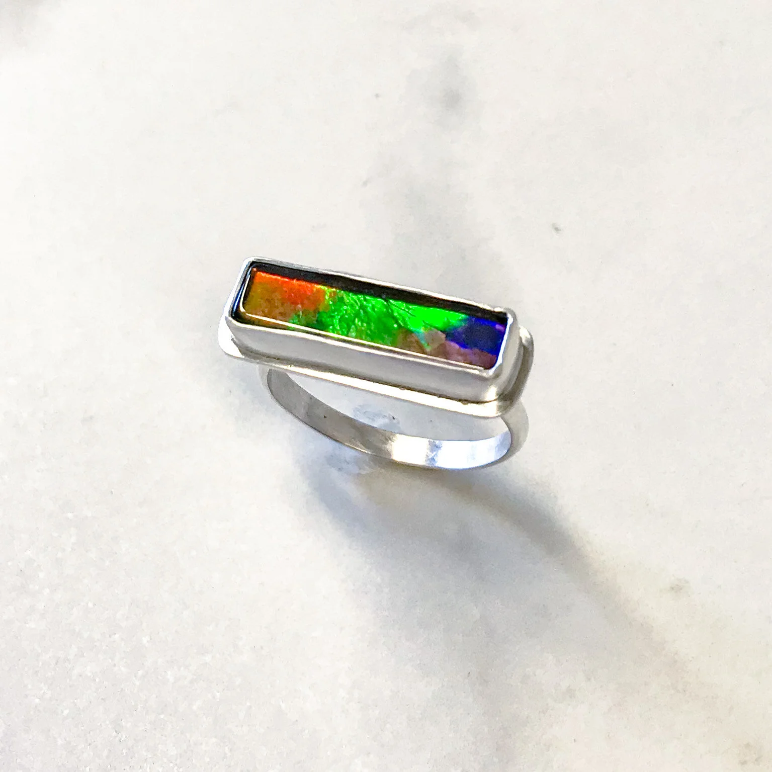 Ammolite Ring, size 7.5