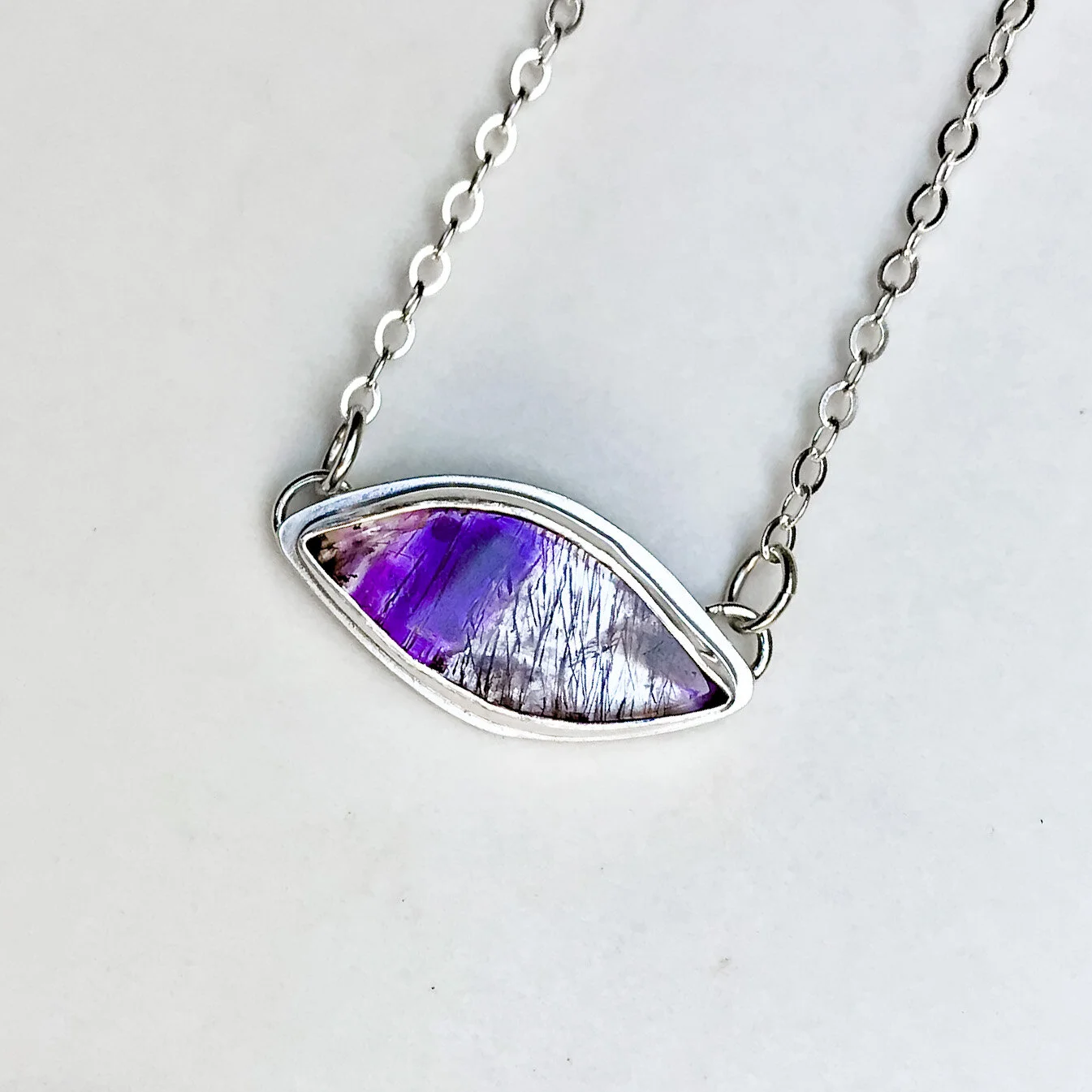NDC  Amethyst Phantom with Inclusions Eye Necklace