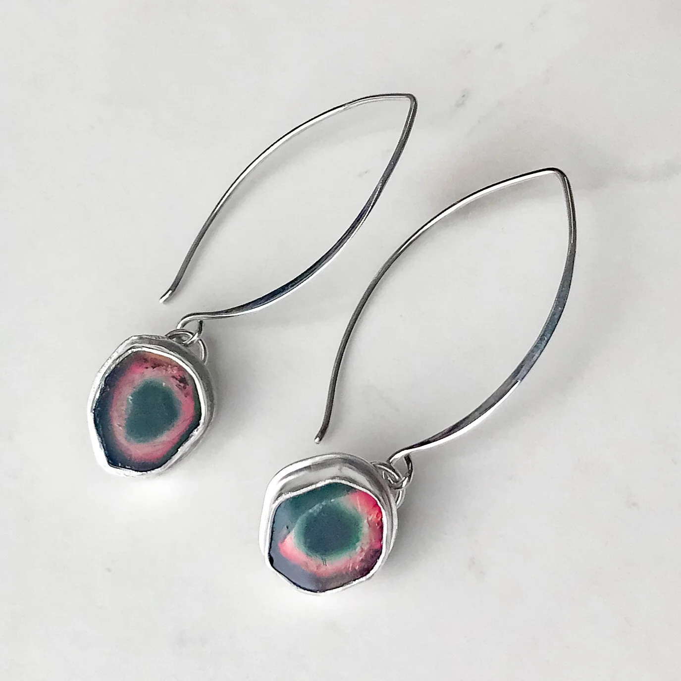 TDD Watermelon Tourmaline Marquis Earrings