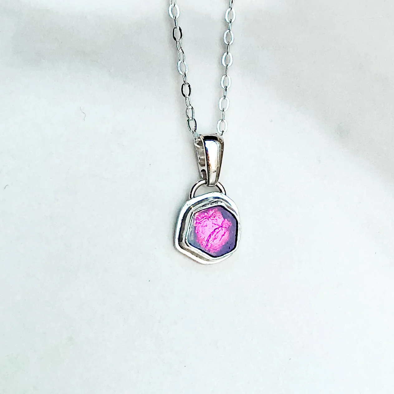 TDD Pink Tourmaline Slice Necklace