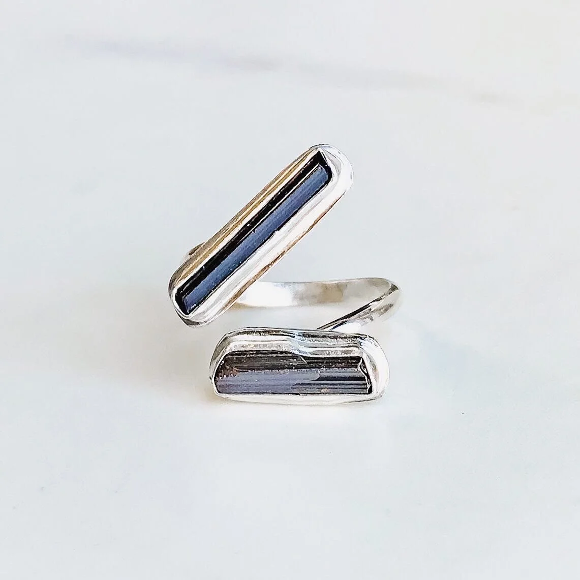 TDD Double Tourmaline Pencil Ring, Size 8.25 (adjustable)