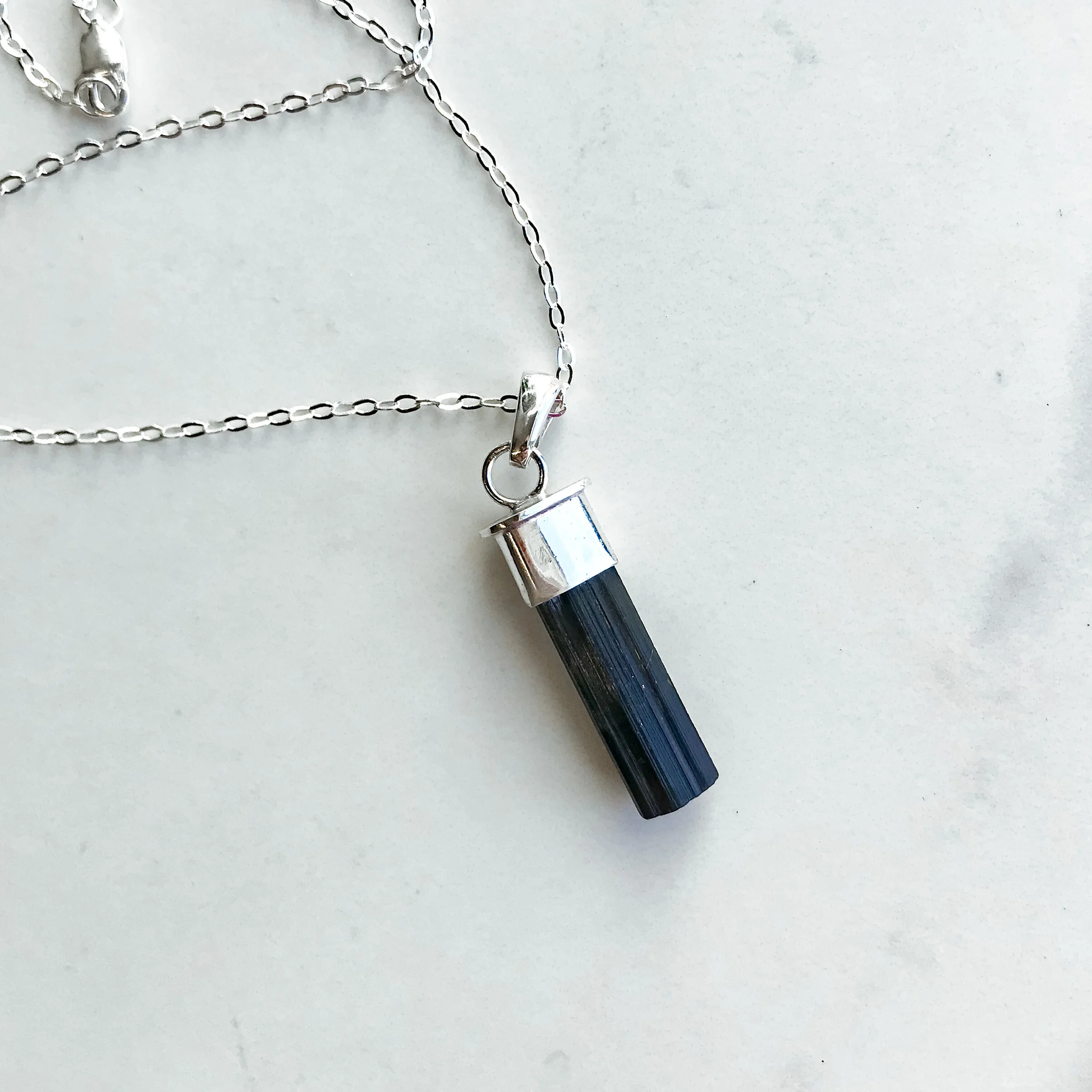 TDD Black Tourmaline Rod Necklace