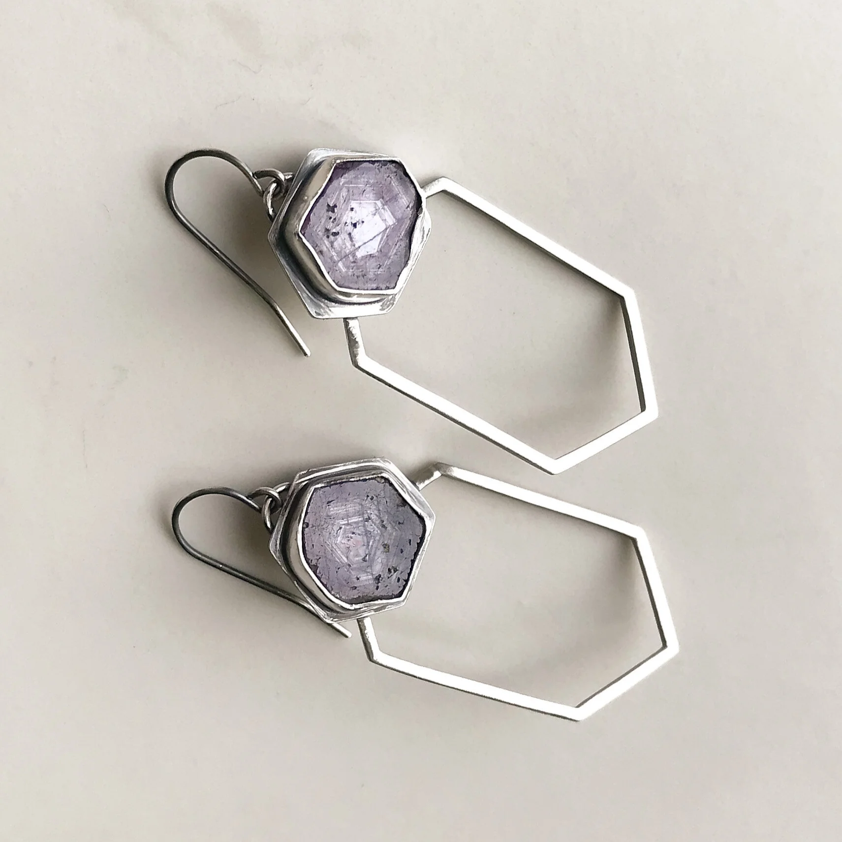 Ruby Slice Hexagon Earrings