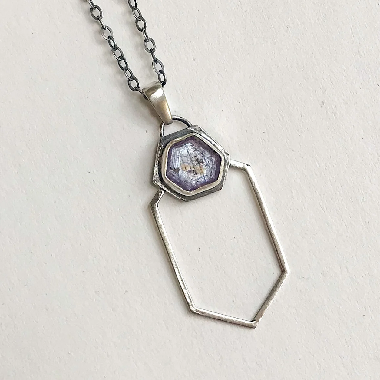 Ruby Slice Hexagon Necklace