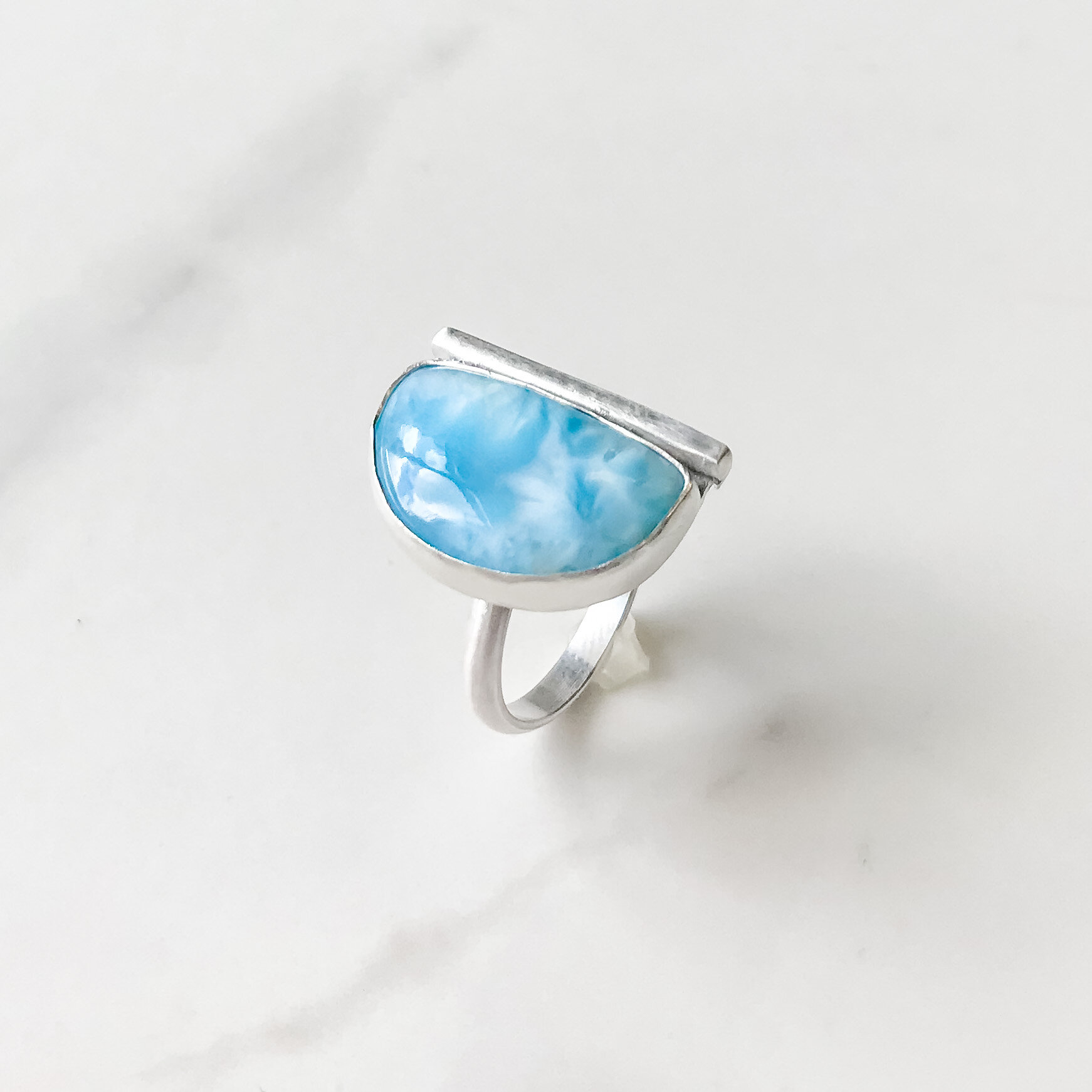Angelite Sterling Silver Ring Size 8.5 Nothing But Blue Skies