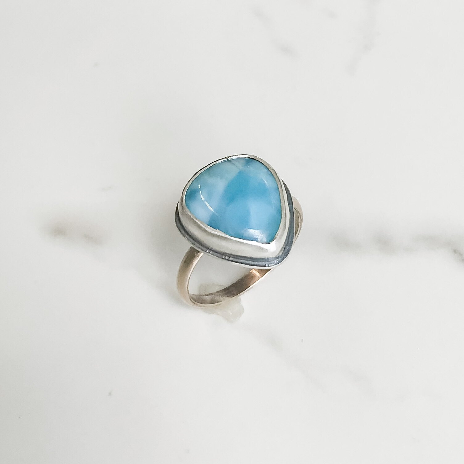 Angelite Sterling Silver Ring Size 8.5 Nothing But Blue Skies