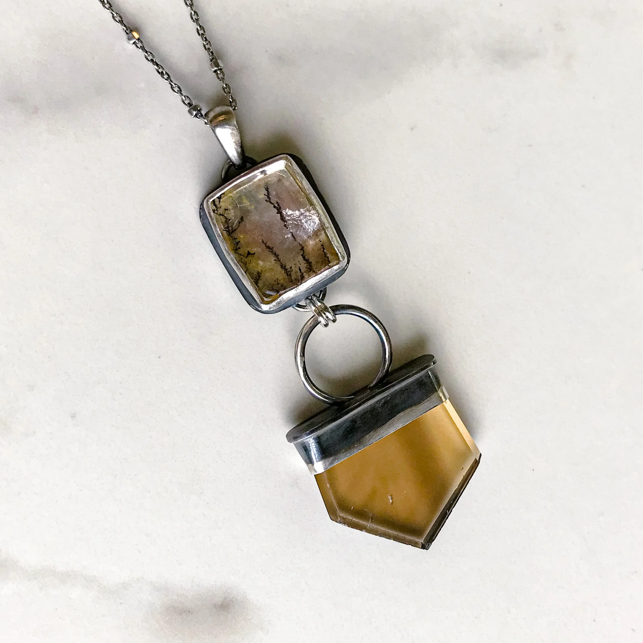 Harvest Moon Dendritic Quartz Necklace
