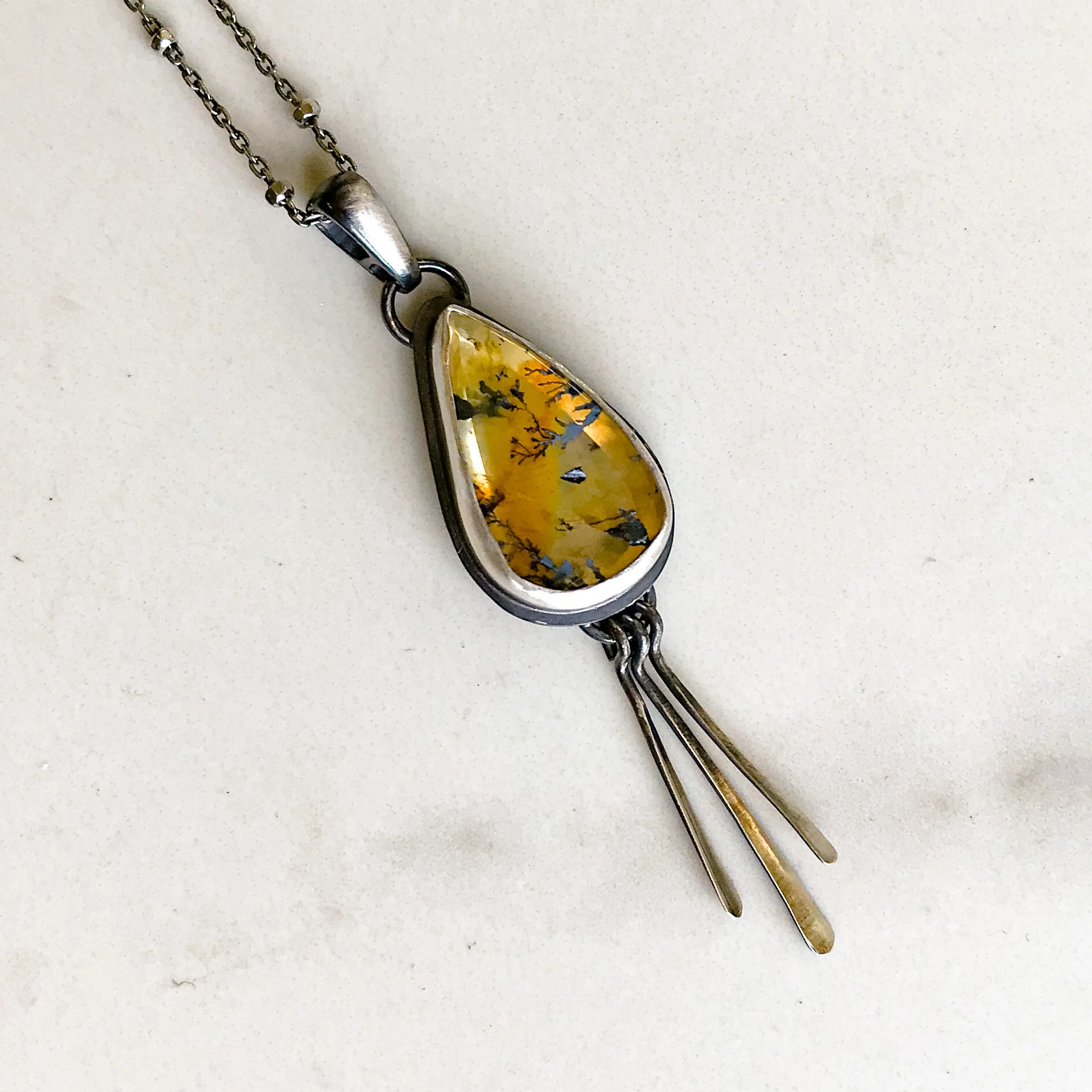 Sun Drop Dendritic Quartz Necklace