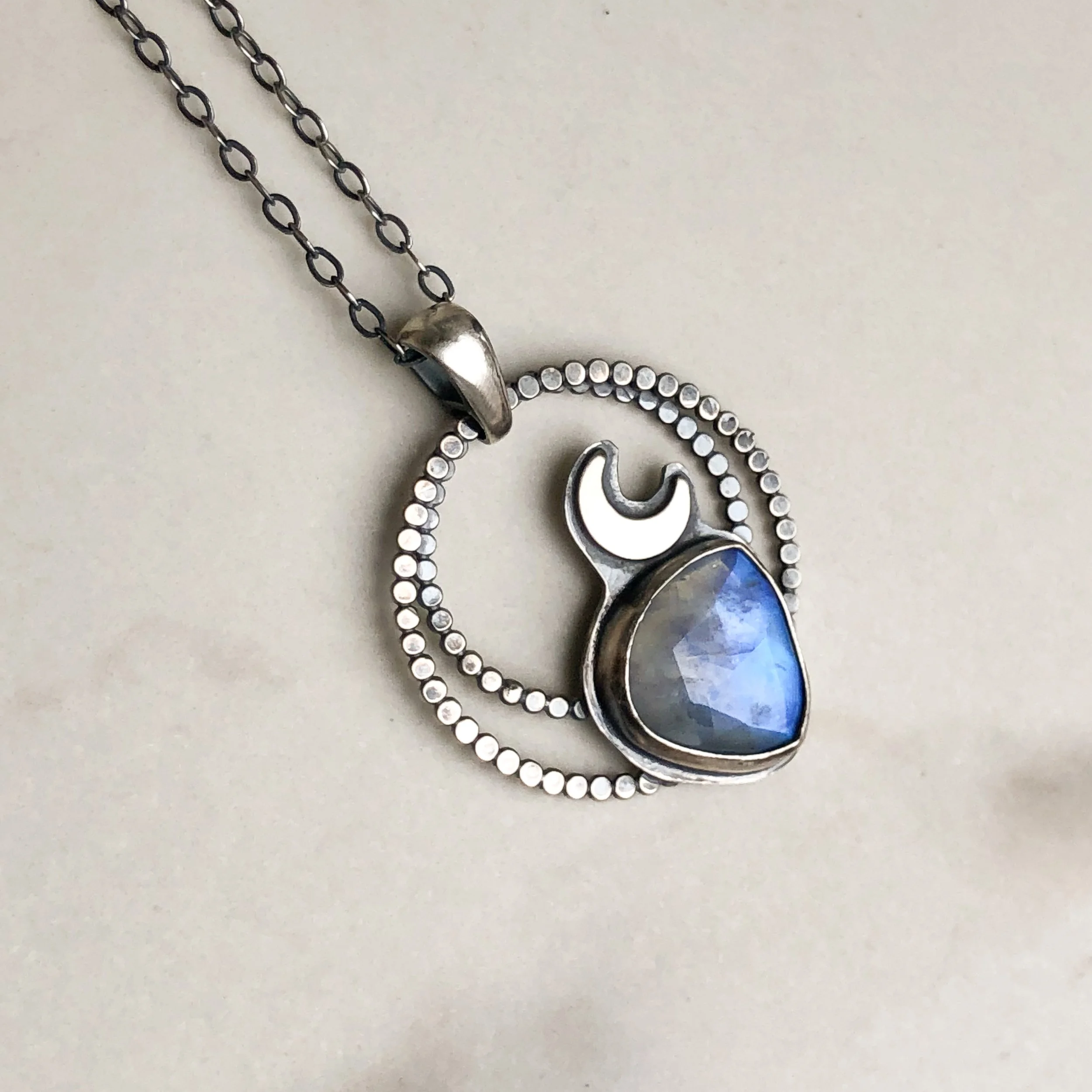 Double Halo Moonstone Necklace