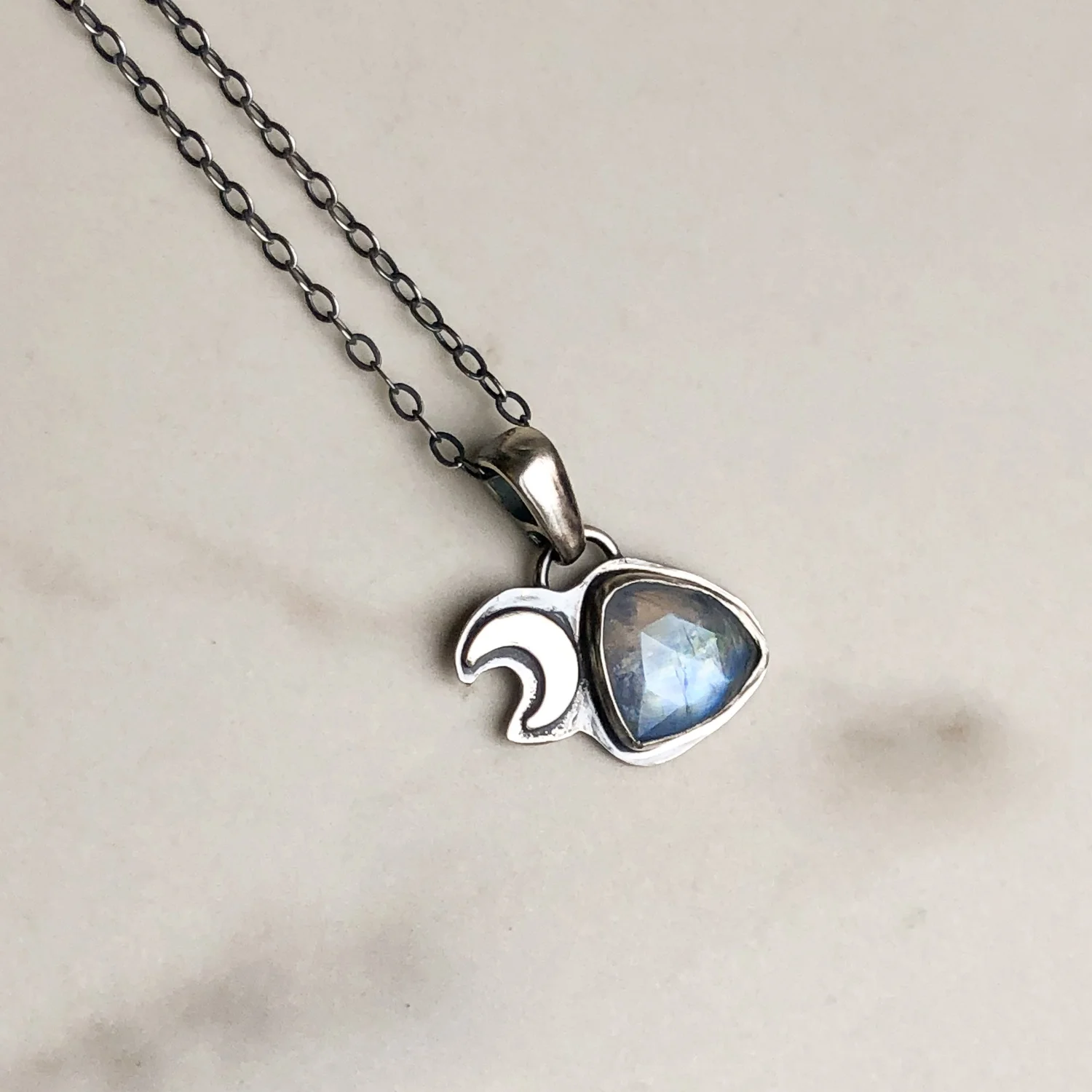 Crescent Moon Moonstone Necklace — CARO DESIGNS