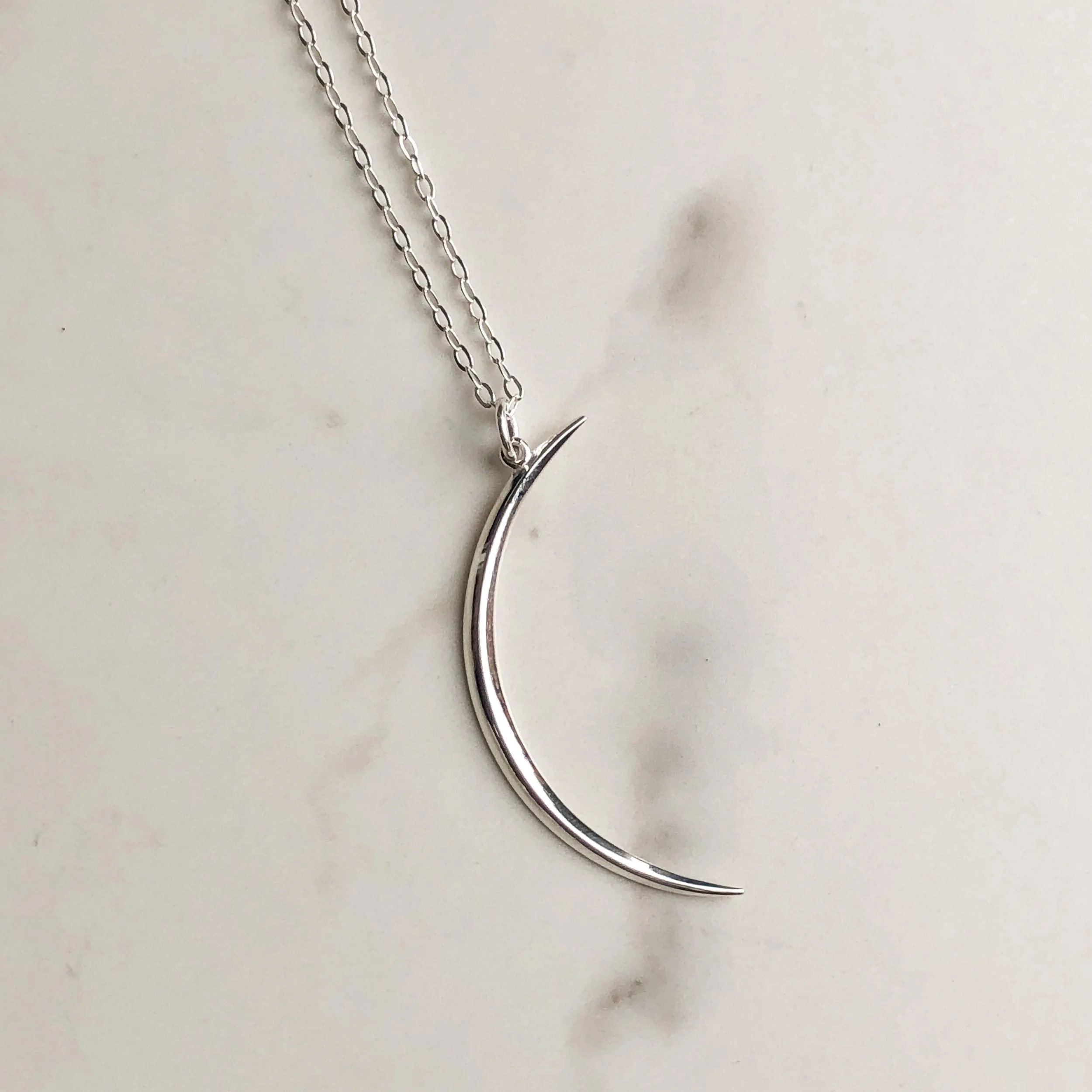 Silver Crescent Moon Necklace, large
