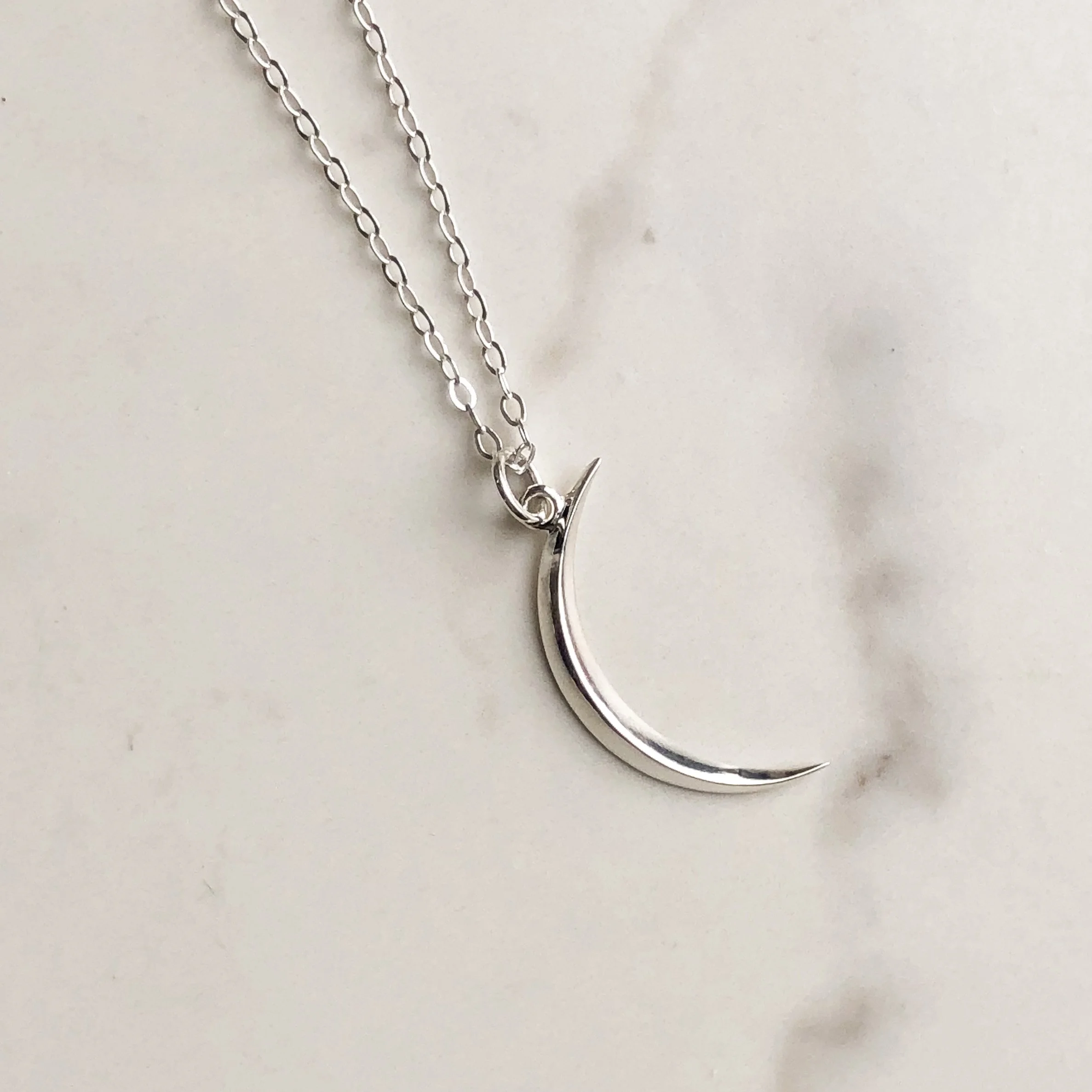Silver Crescent Moon Necklace, small