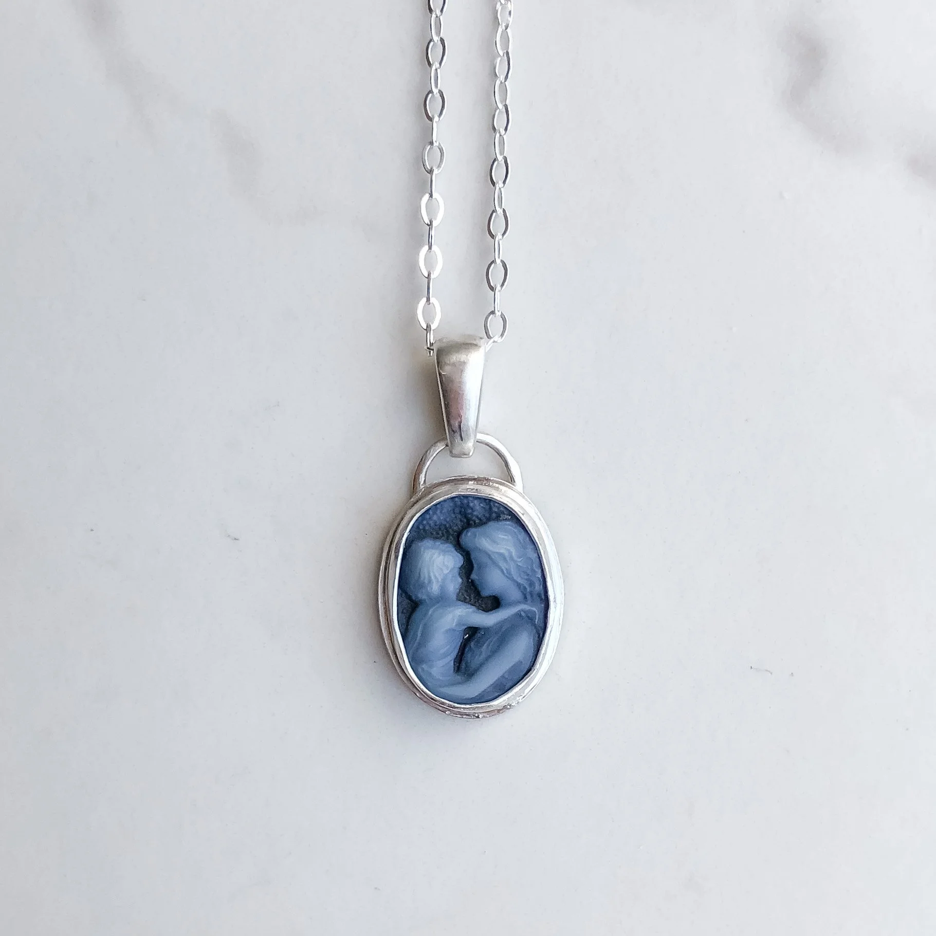 Mother and Child Cameo Necklace