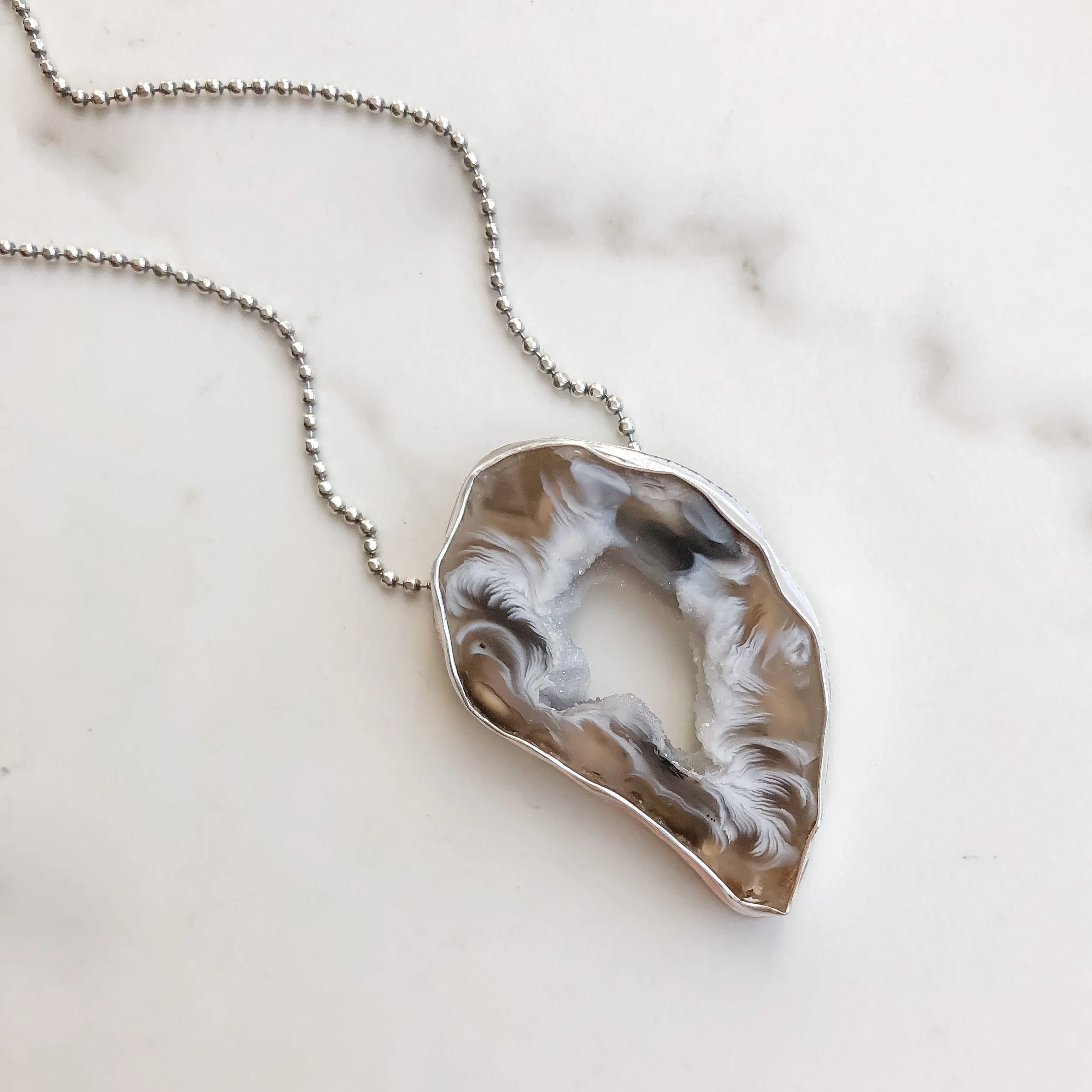 Agate Geode Slice Necklace