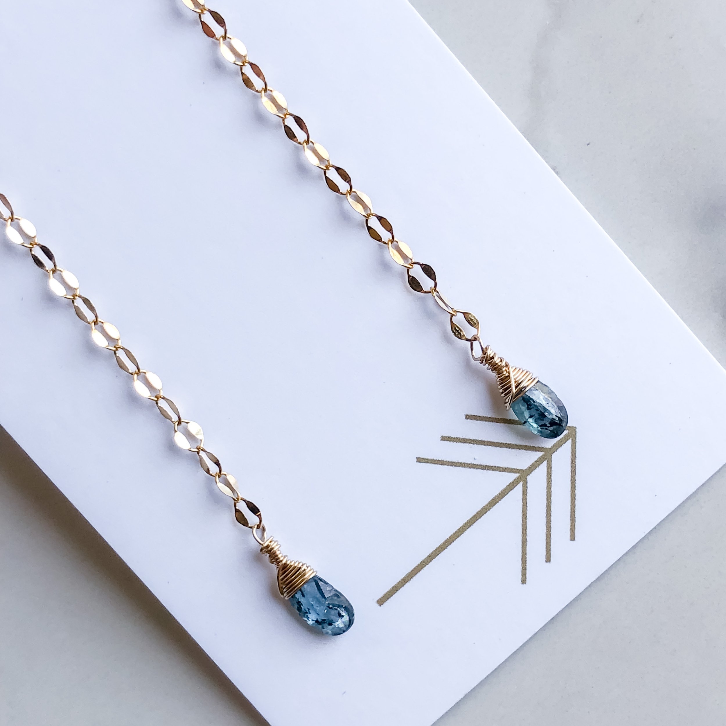 Royal Kyanite Linear Dainty Chain Earrings
