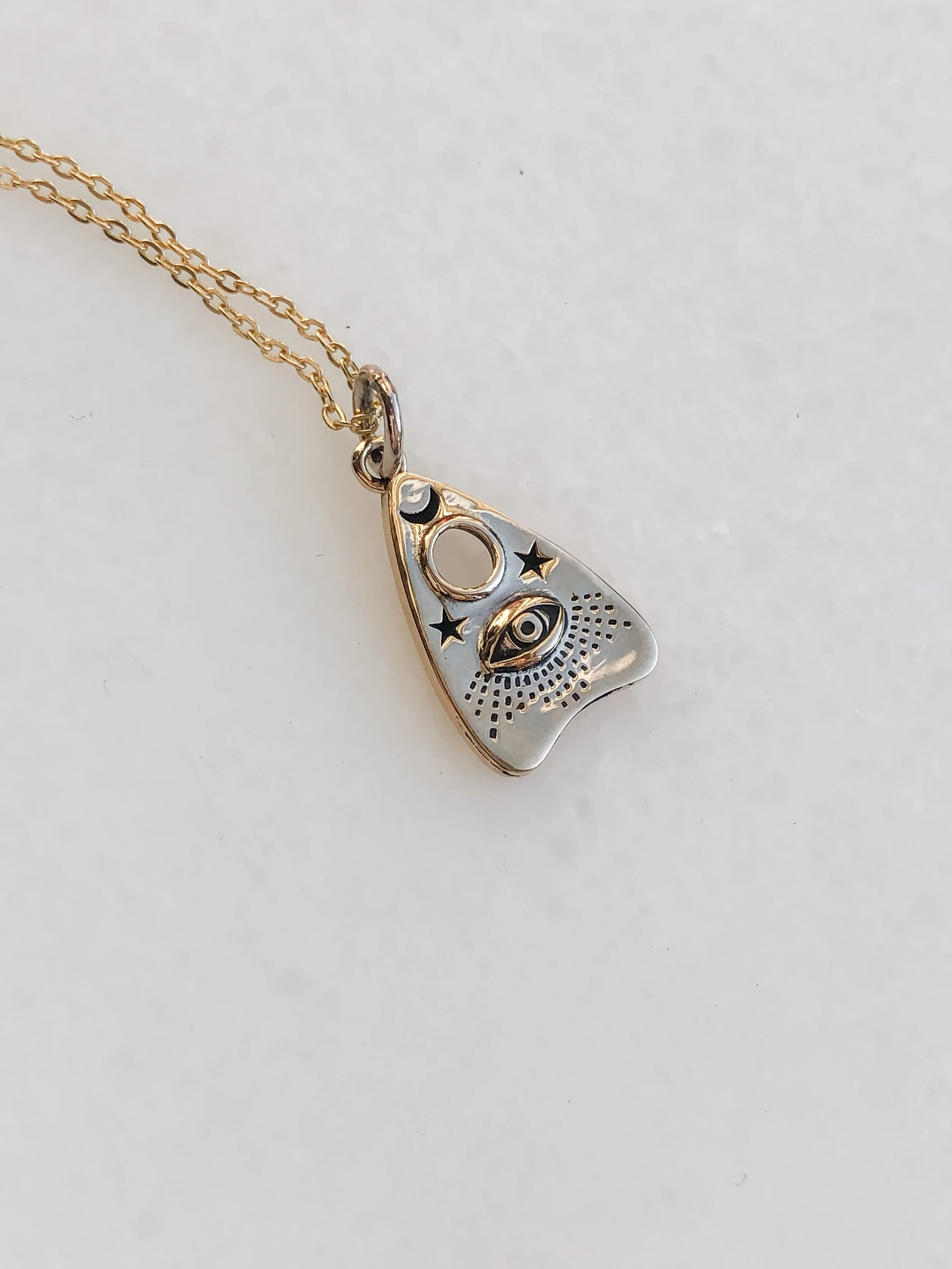 ARE YOU HERE WITH US NOW?   Golden Planchette Necklace