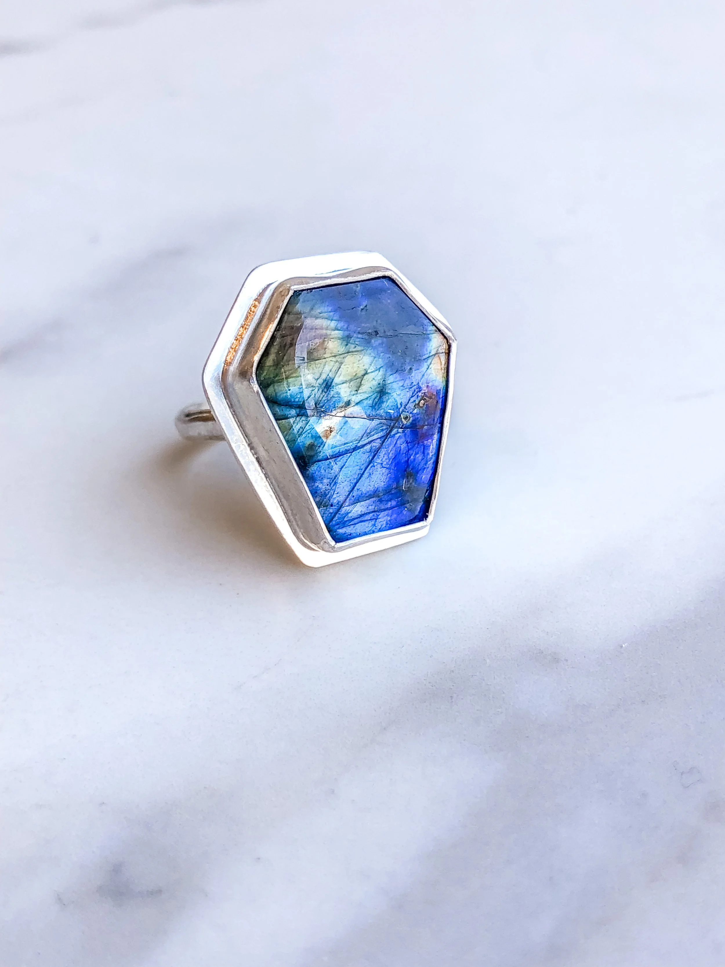 NAIL IN THE COFFIN  Labradorite Coffin Ring