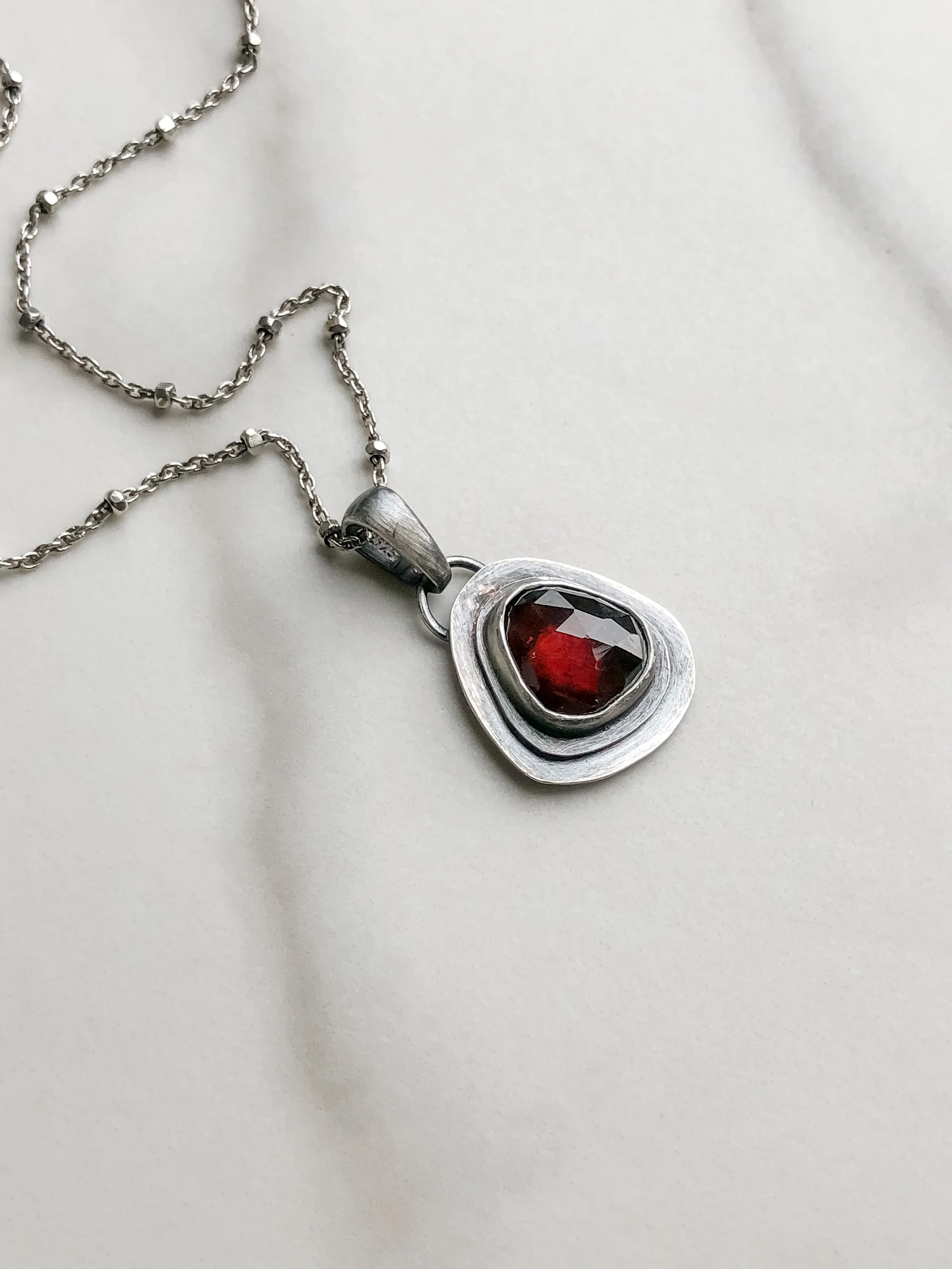 Garnet Necklace with Hidden Heart 01