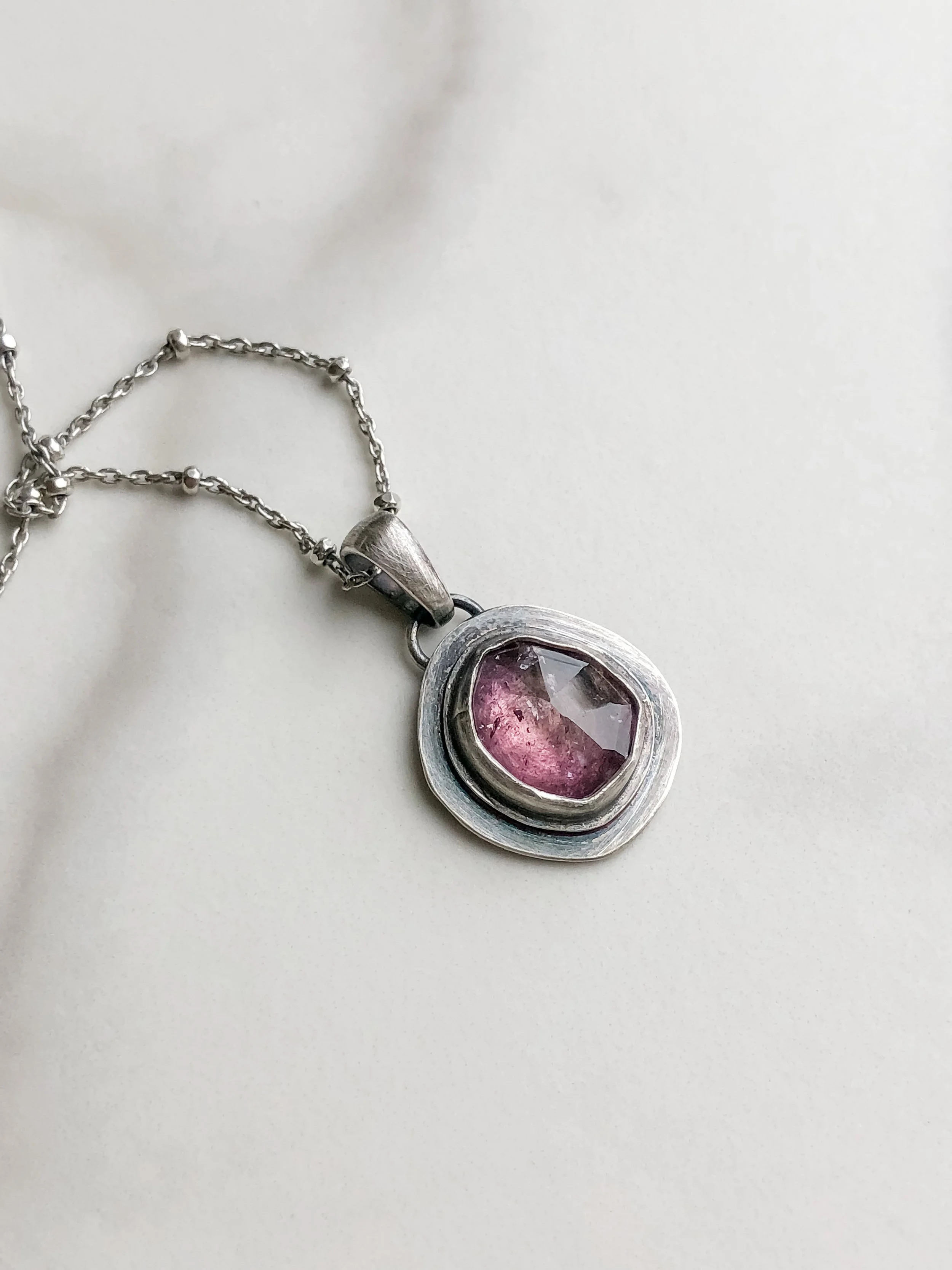 Pink Tourmaline Necklace with Hidden Heart 06