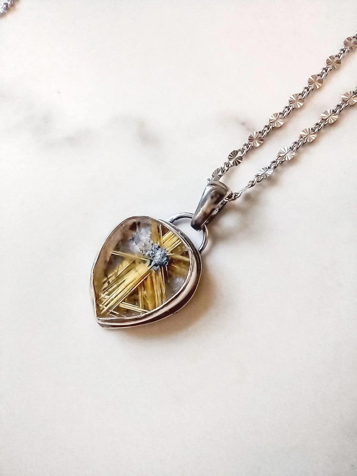 STAR Rutilated Quartz Teardrop Necklace