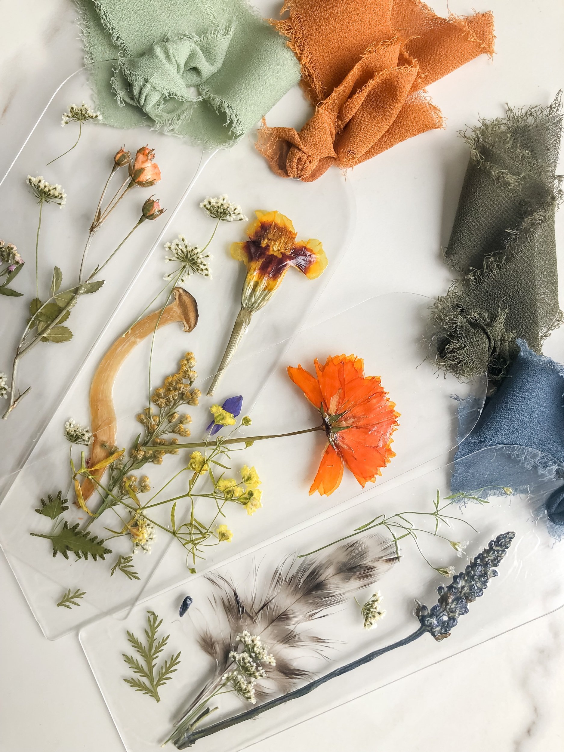 6 - multicolor Handmade Acrylic Bookmark with Florals Flowers Botanicals Greenery Feathers and Mushrooms.jpeg