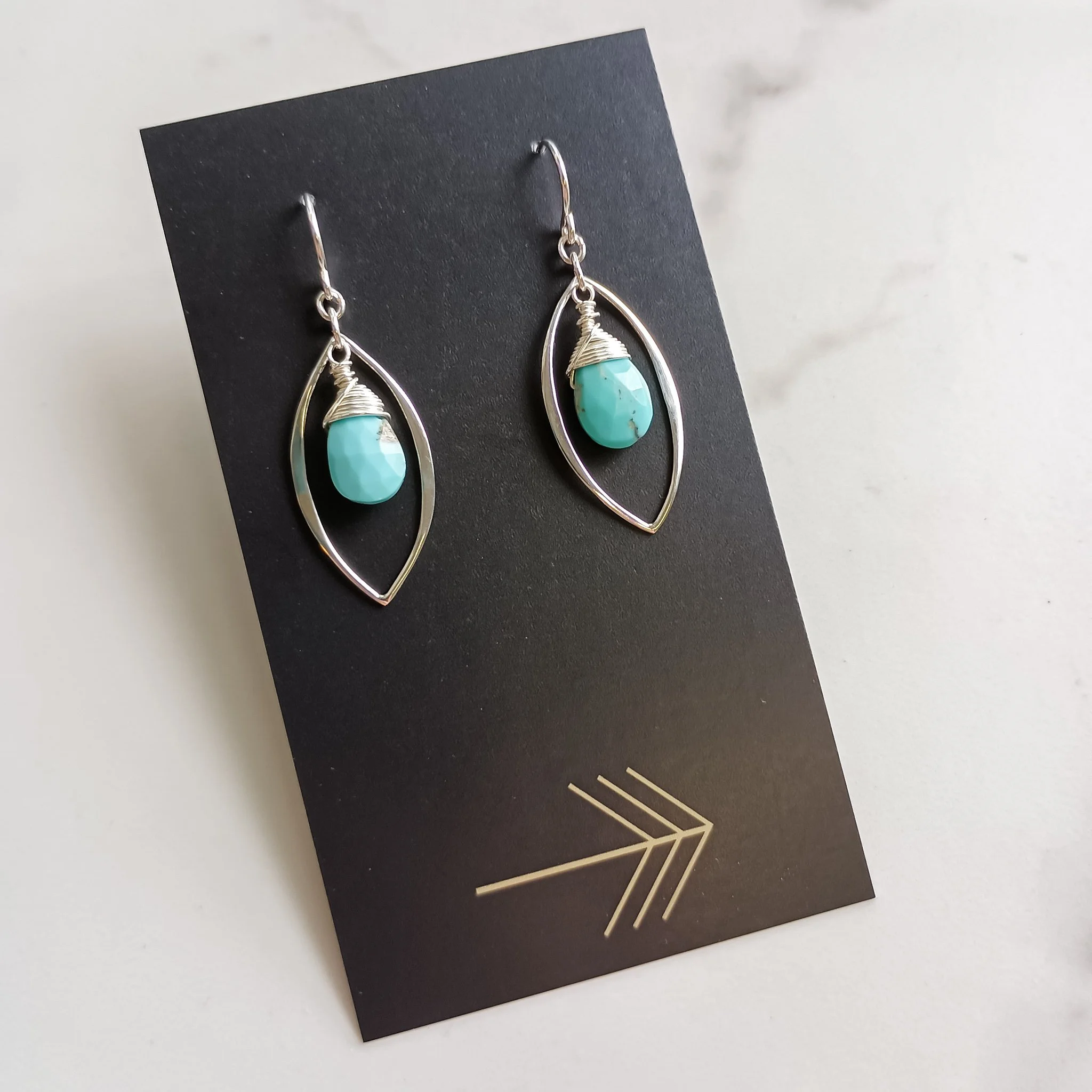 Sterling Silver Marquis Modern Minimalist Earrings Turquoise.jpg