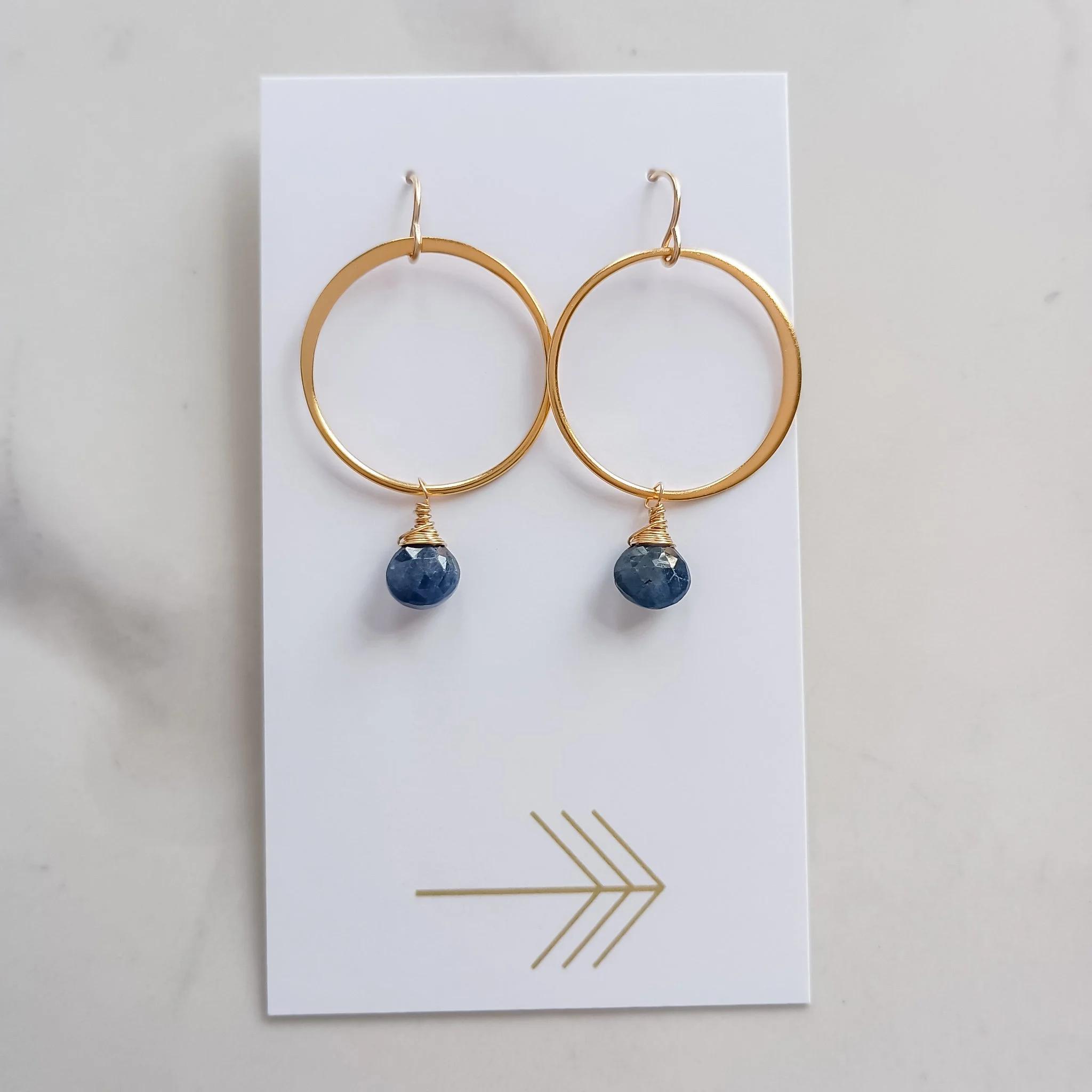 Gemstone Hoop Earrings (XL) (24K Satin Gold Plate)