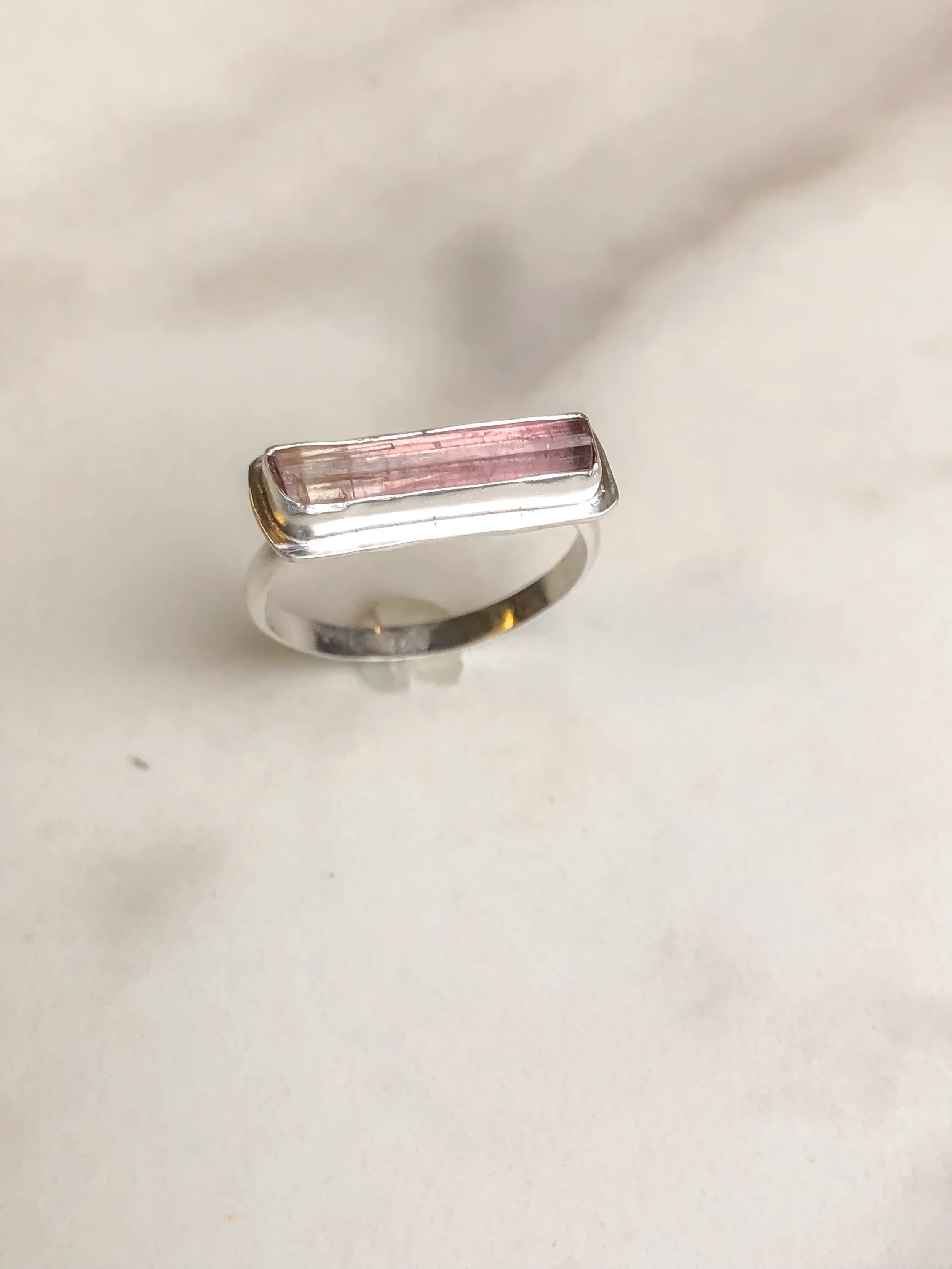 Pink Tourmaline Rod Ring