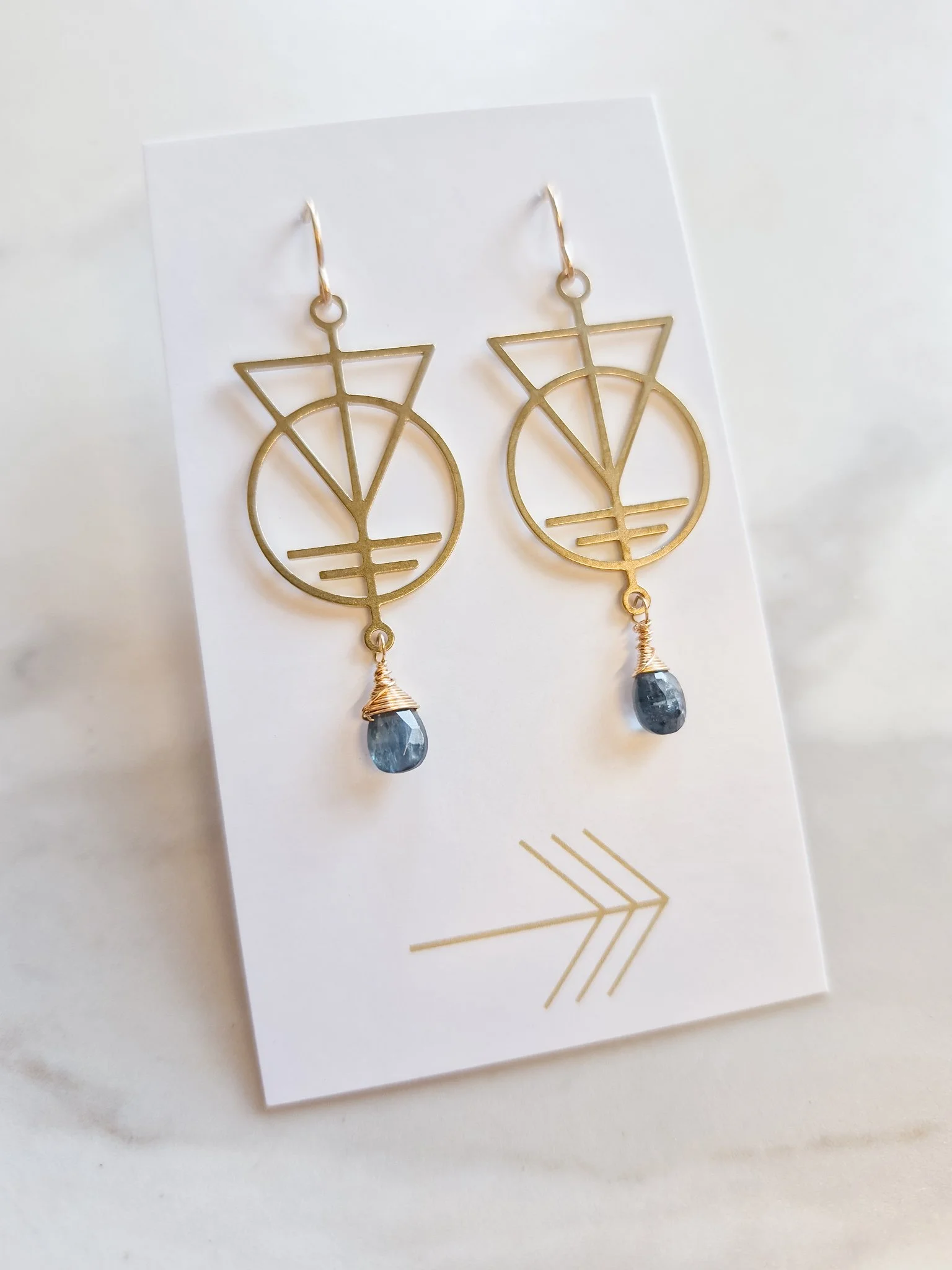 Deco Triangle Circle and Bars Earrings