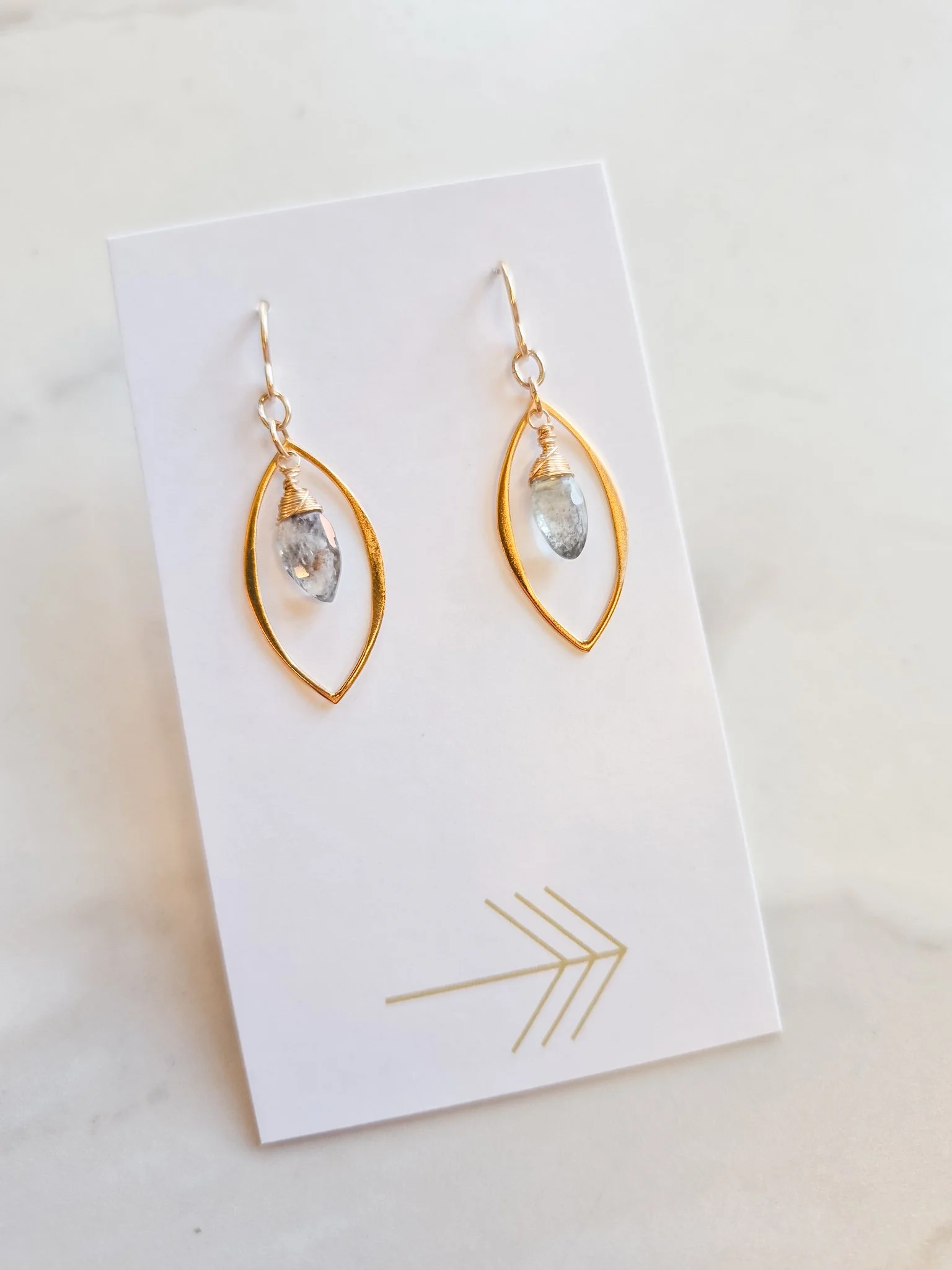 Moss Aquamarine Marquis Earrings, medium