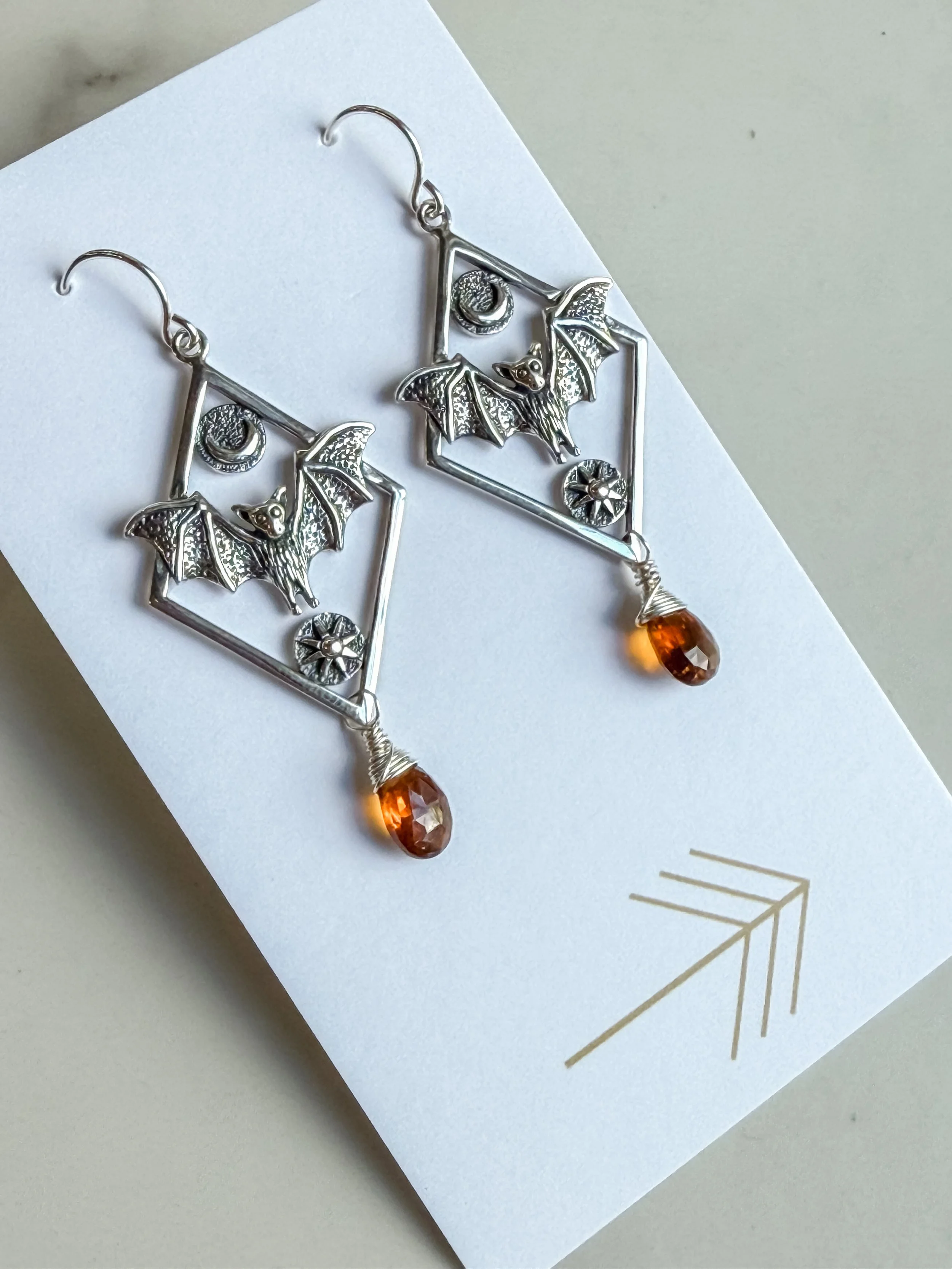 Citrine Flying Bat Earrings