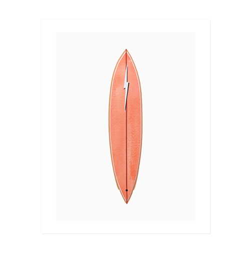 Surfboard art print by brittani rose paper
