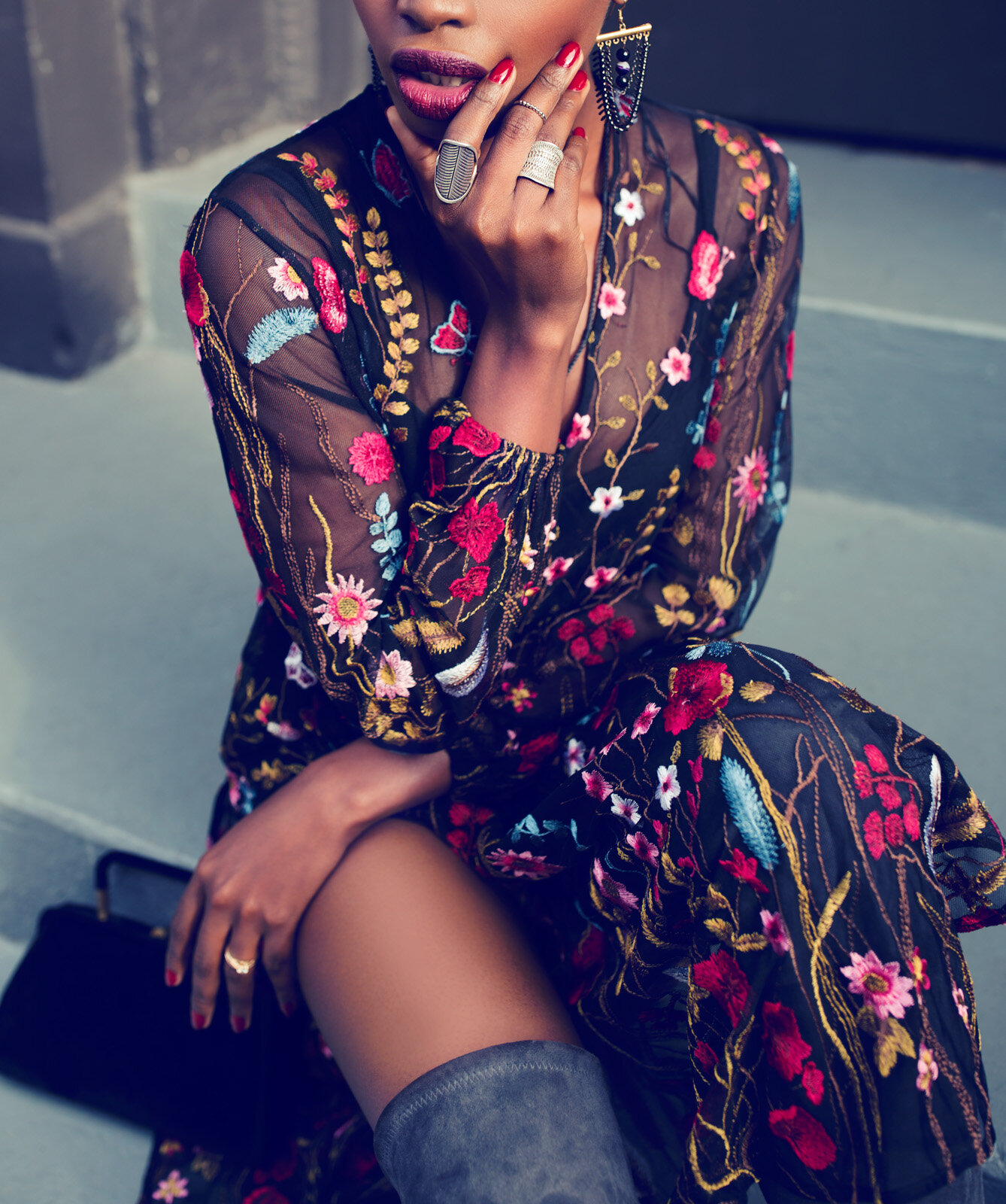 Fall floral and grey tones