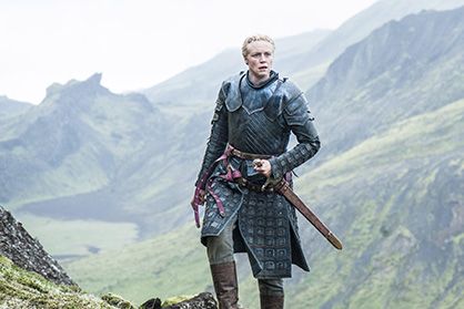 A shot of Brienne of Tarth in Iceland played by Actress Gwendoline Christie on the HBO mega hit series Game of Thrones