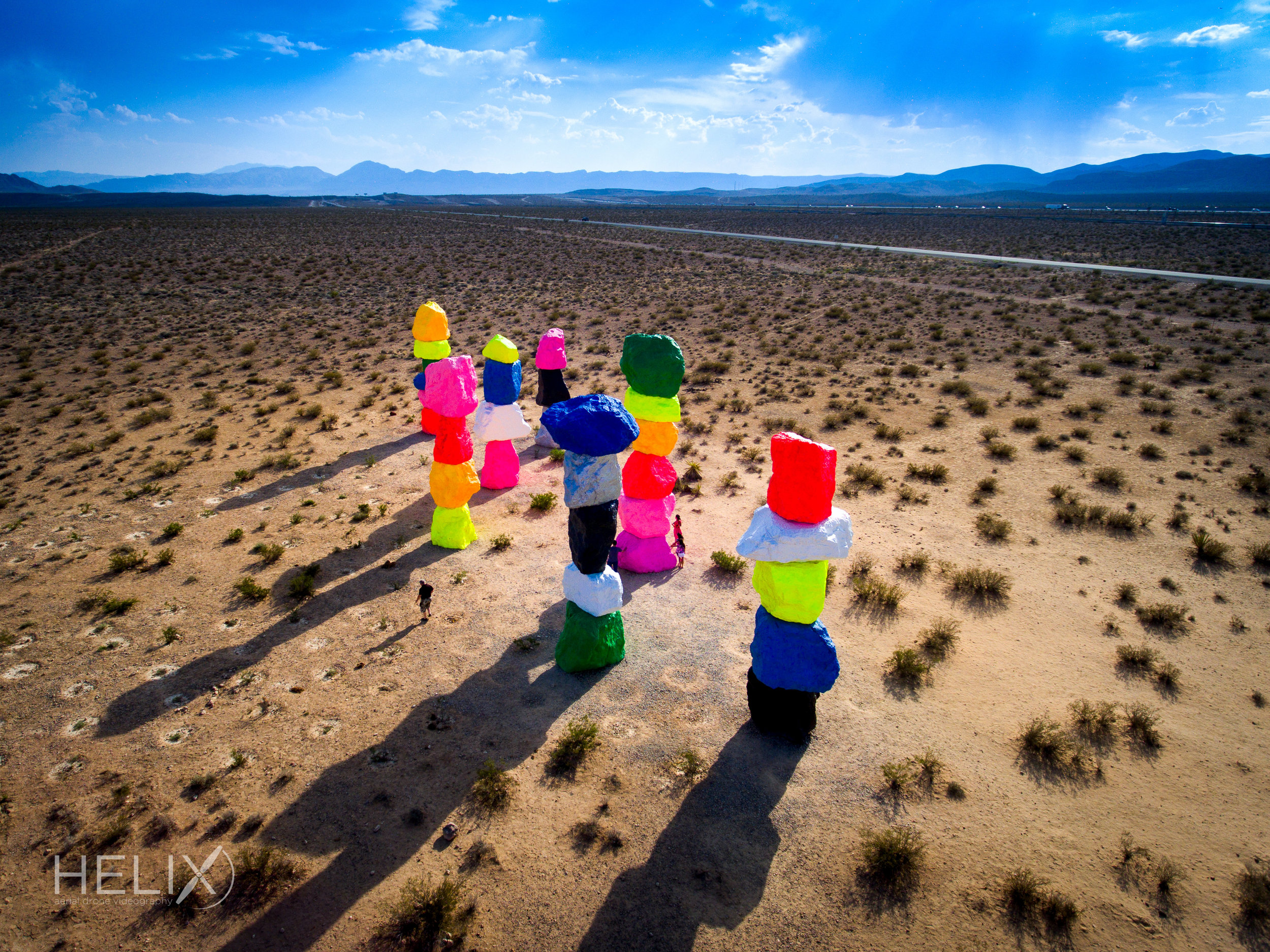 drone videography of seven magic mountains in nevada