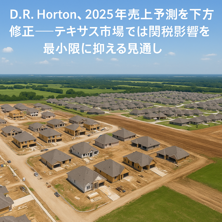 D.R. Horton、売上予測を下方修正　テキサス市場では関税影響を最小限に抑える見通し