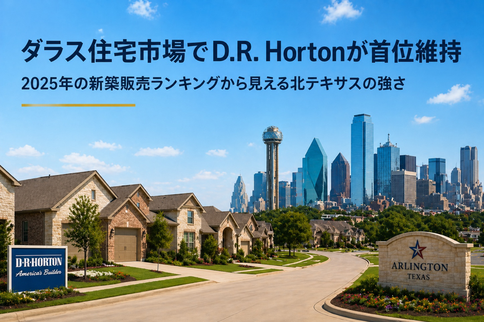 ダラス住宅市場でD.R. Hortonが首位維持　2025年の新築販売ランキングから見える北テキサスの強さ