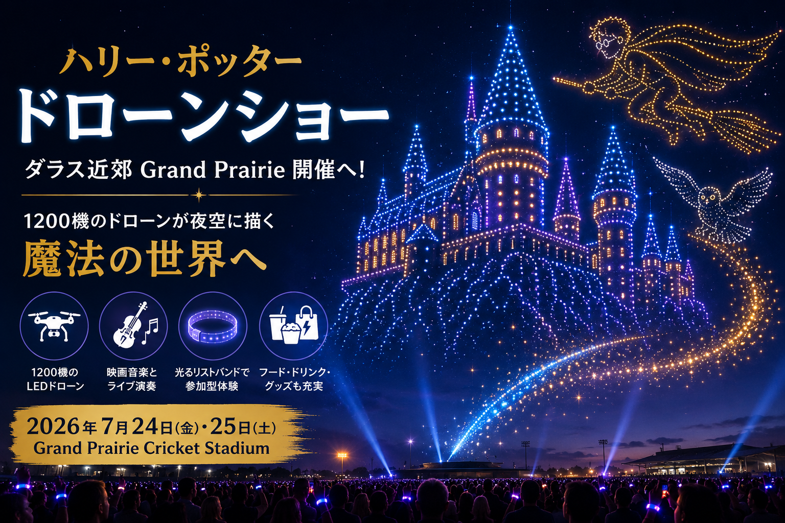 ハリー・ポッター「ドローンショー」がダラス開催へ【Grand Prairie公演の見どころ】