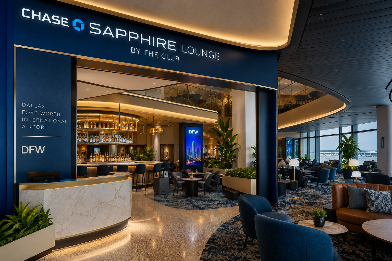 ダラスDFW空港に高級ラウンジ誕生「Chase Sapphire Lounge」がオープン