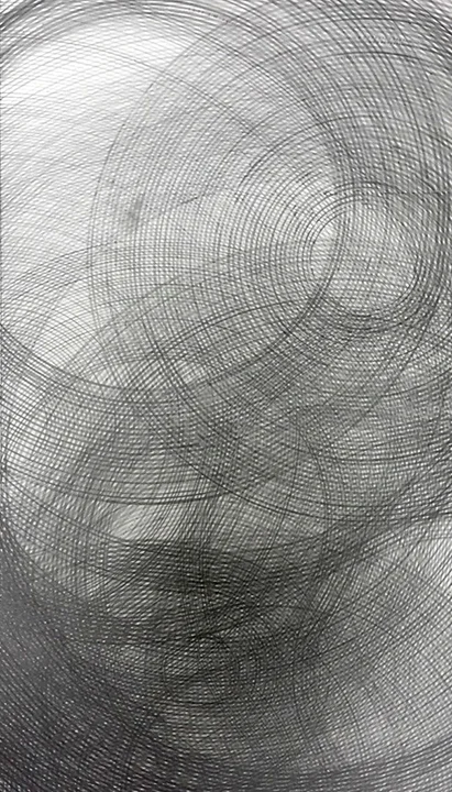 Demiurge: The Perfect Mirror iron gall ink on Yupo 18x18 in. 2016
