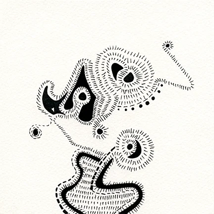 Mad Dash #8, ink on paper, 6x6 in.