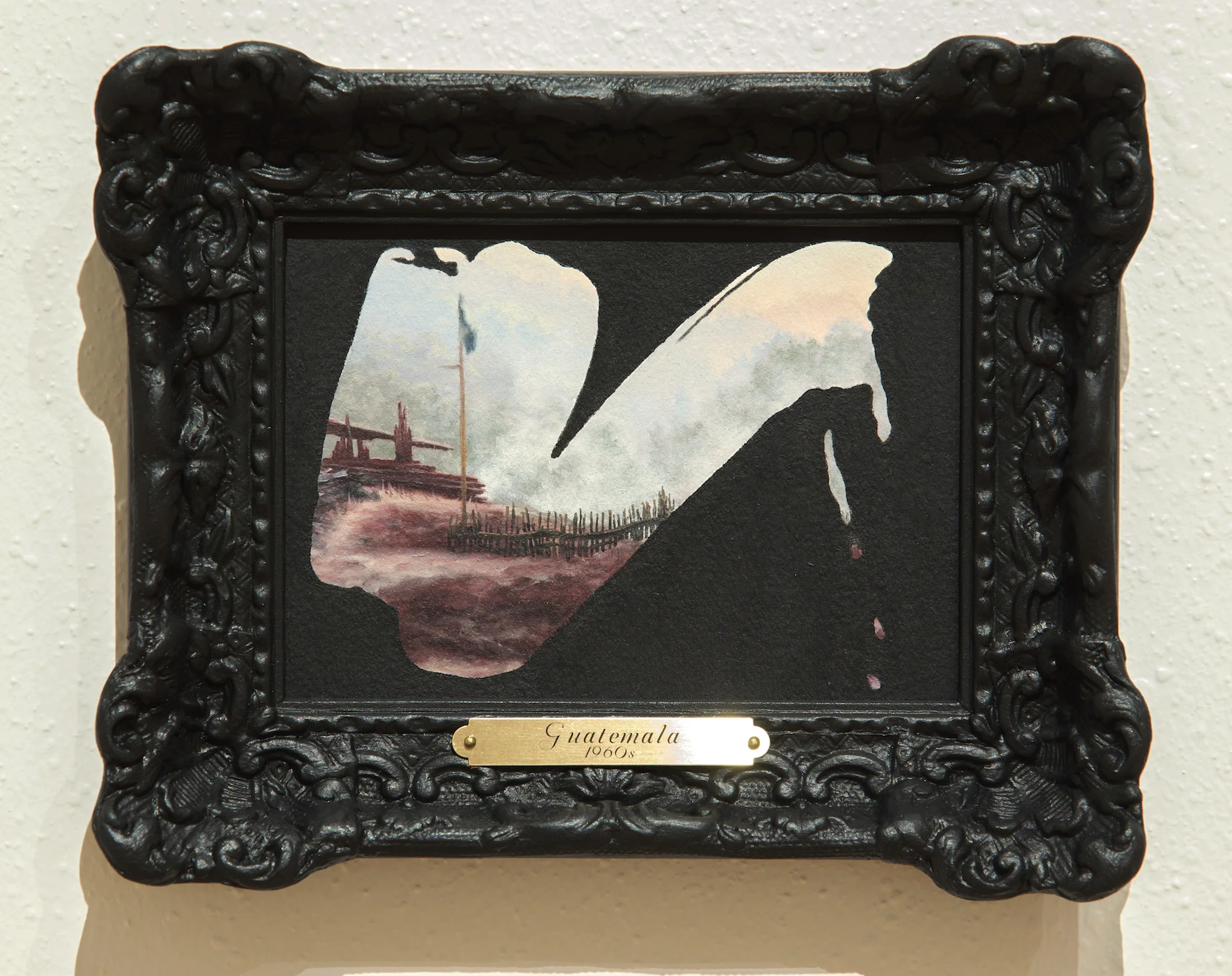 Translatio Imperii Guatemala, 1960s oil on paper, vintage frame, acrylic, brass painting is 4" x 6" | 2017