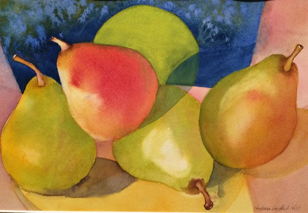 Helena Seyffert Hill | “Moonstruck Pears” | Watercolor on acid-free paper | 7.5 x 11.5 in.