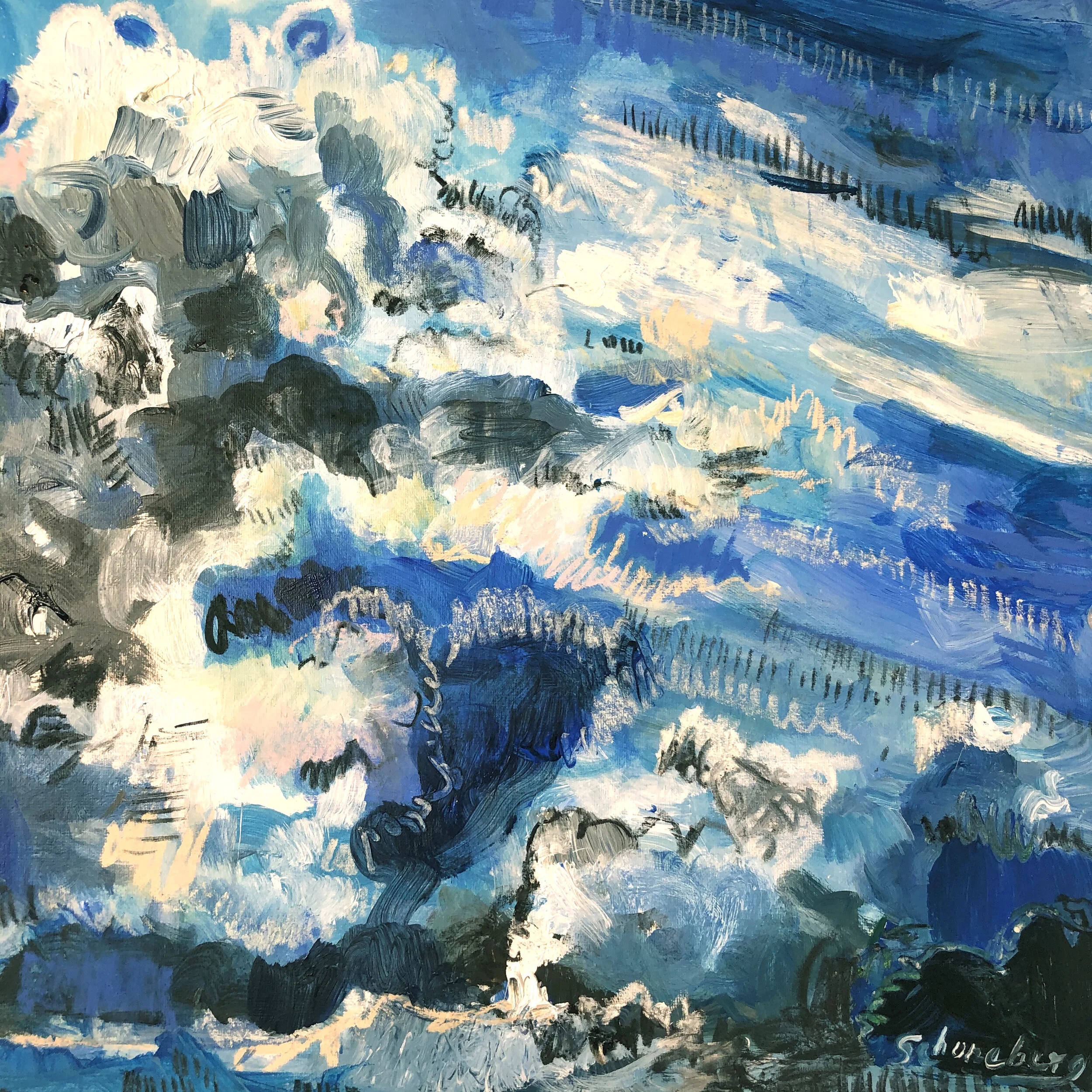 Midwest Sky I,  12" x 12",  mixed media on paper