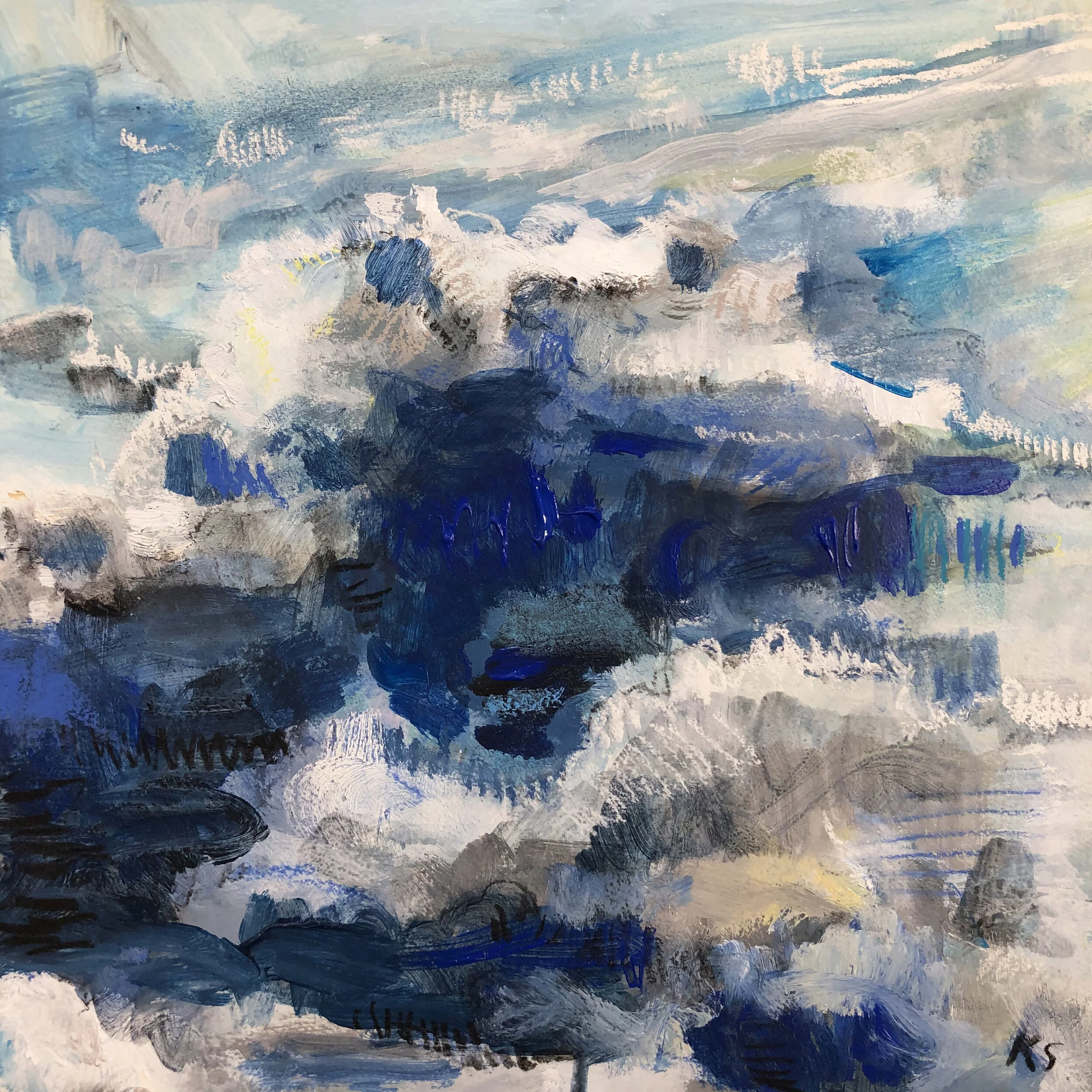 Midwest Sky III,  12" x 12",  mixed media on paper