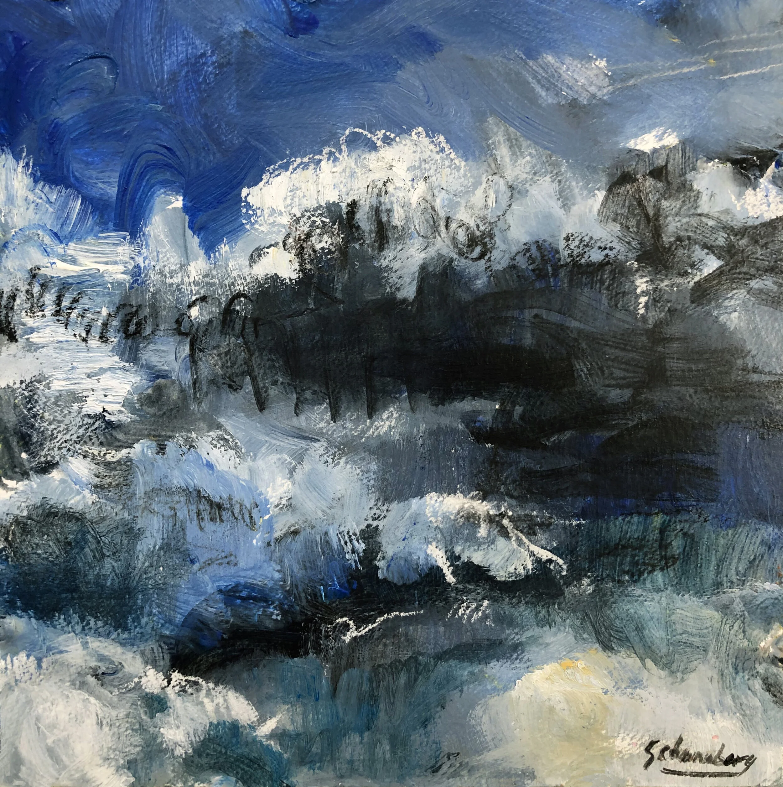 Midwest Sky IV, 12" x 12", mixed media on paper