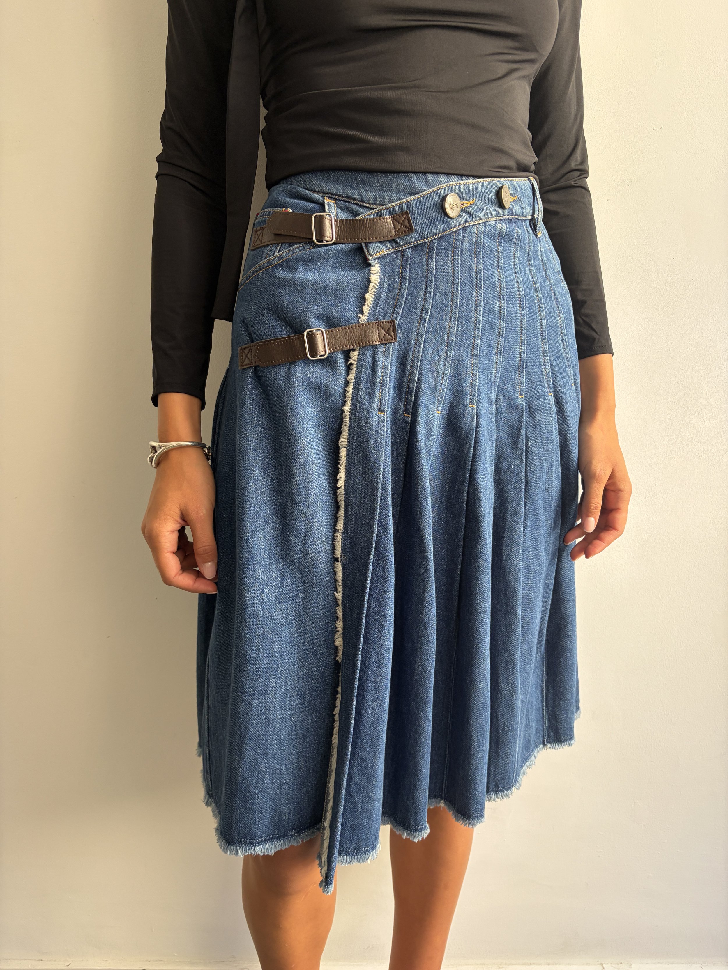 Denim Kilt in Medium Wash