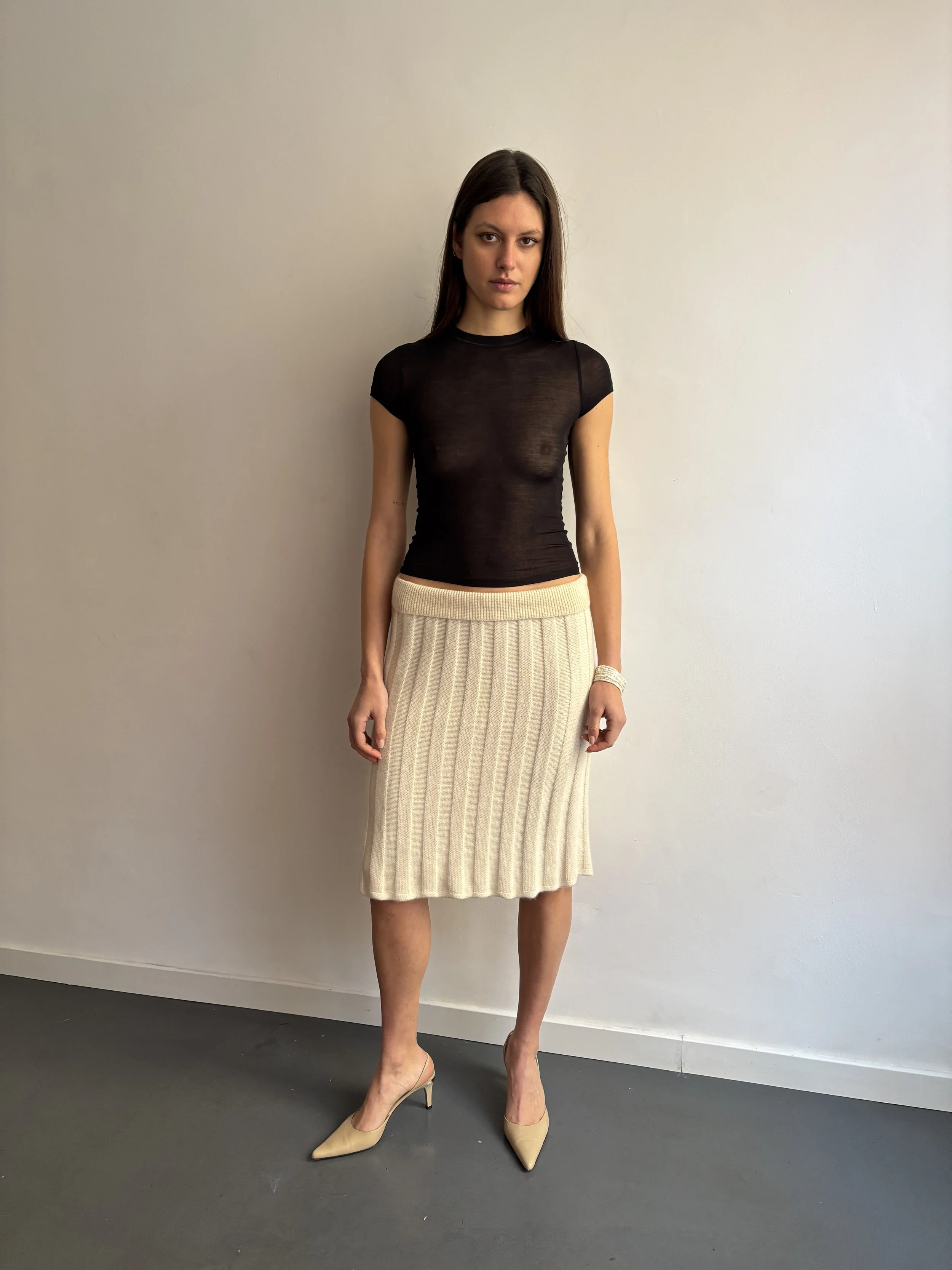 Vintage Laura Biagiotti Cashmere Skirt in Cream