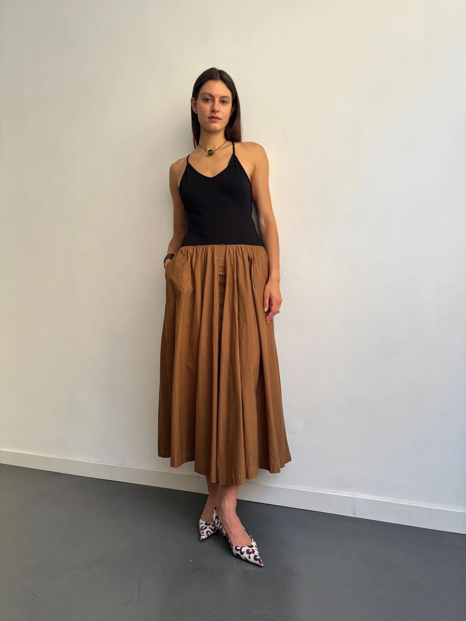 Italian Designer Dress in Praline