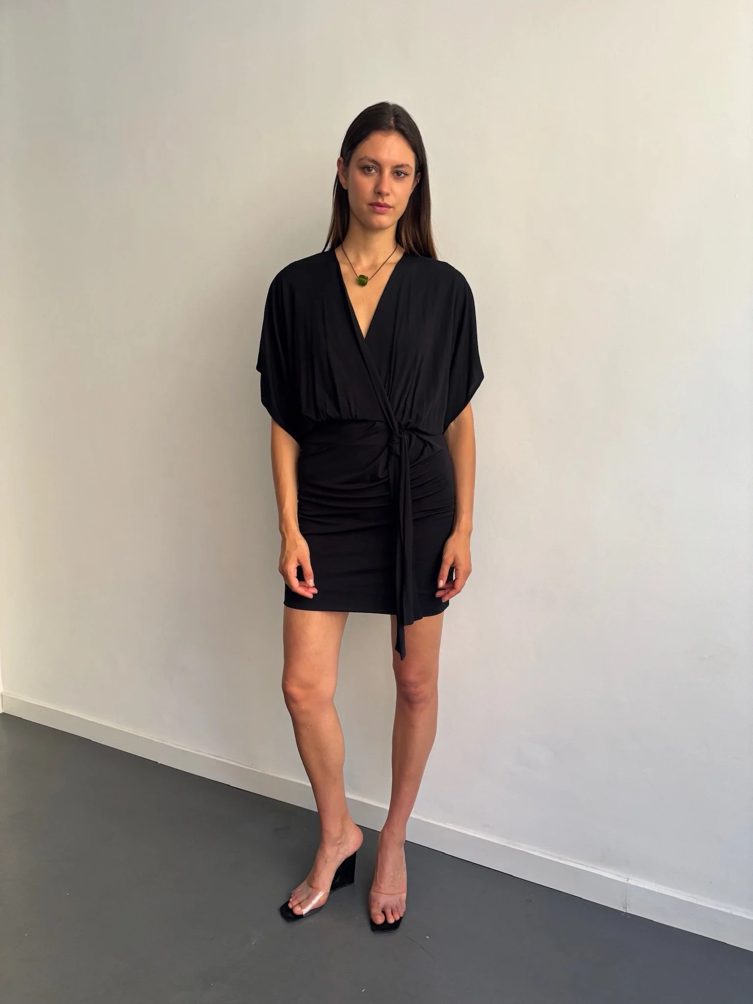 Italian Designer Passepartout Dress in Onyx